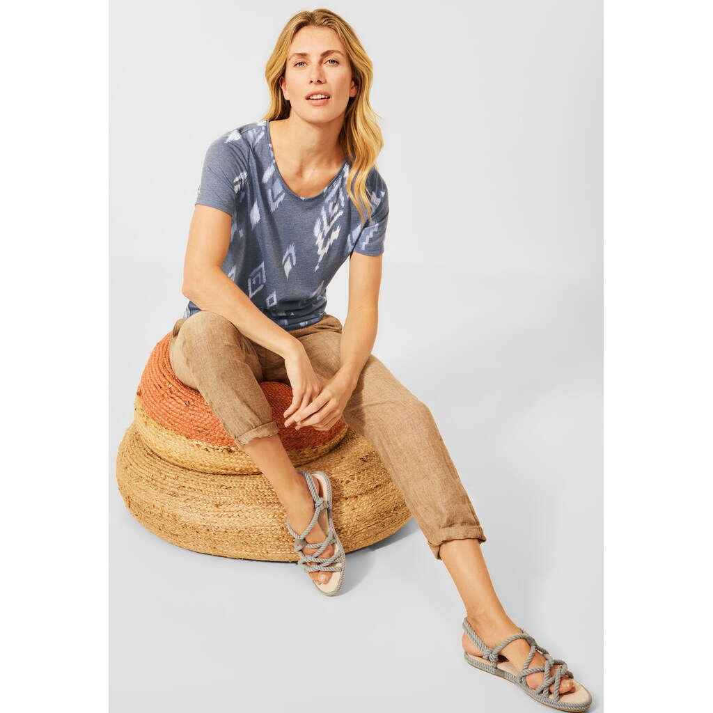 Damenmode Shirts & Sweatshirts Cecil T-Shirt, mit allover Print dunkelblau Damenmode Shirts & Sweatshirts Cecil T-Shirt, mit allover Print dunkelblau