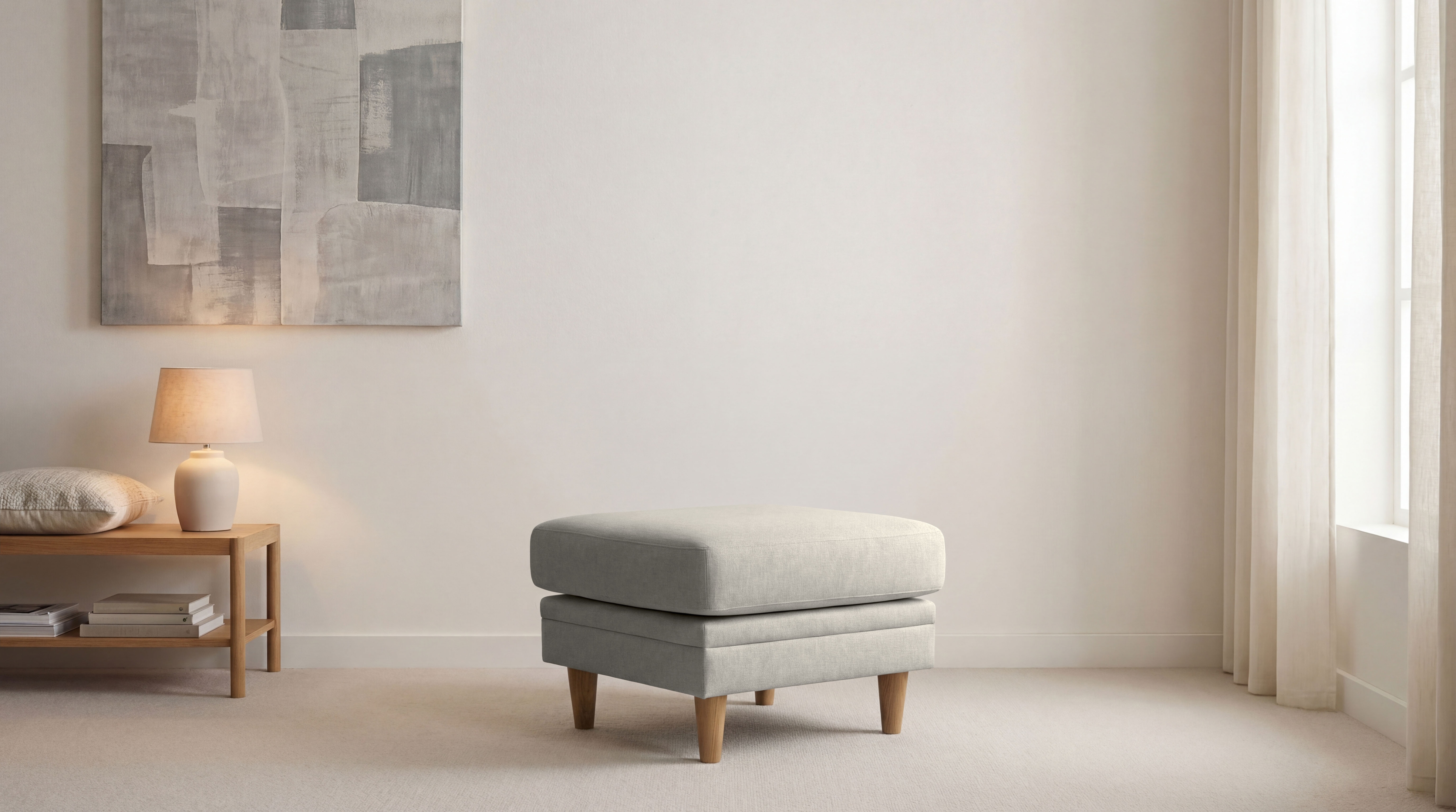 OTTO home Polsterhocker "Arellano, Breite 63 cm" klassisches Design, mit Massivholzfüßen, Webstoff fein, Chenille