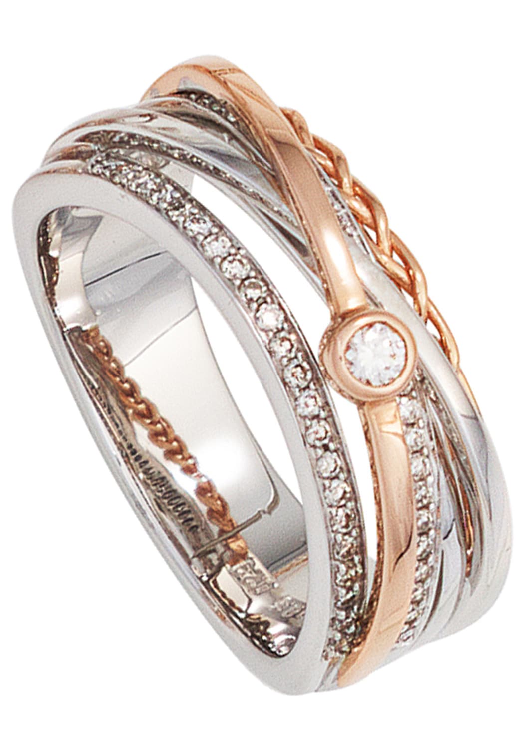 JOBO Diamantring, breit 585 Gold bicolor mit 48 Diamanten online kaufen |  BAUR
