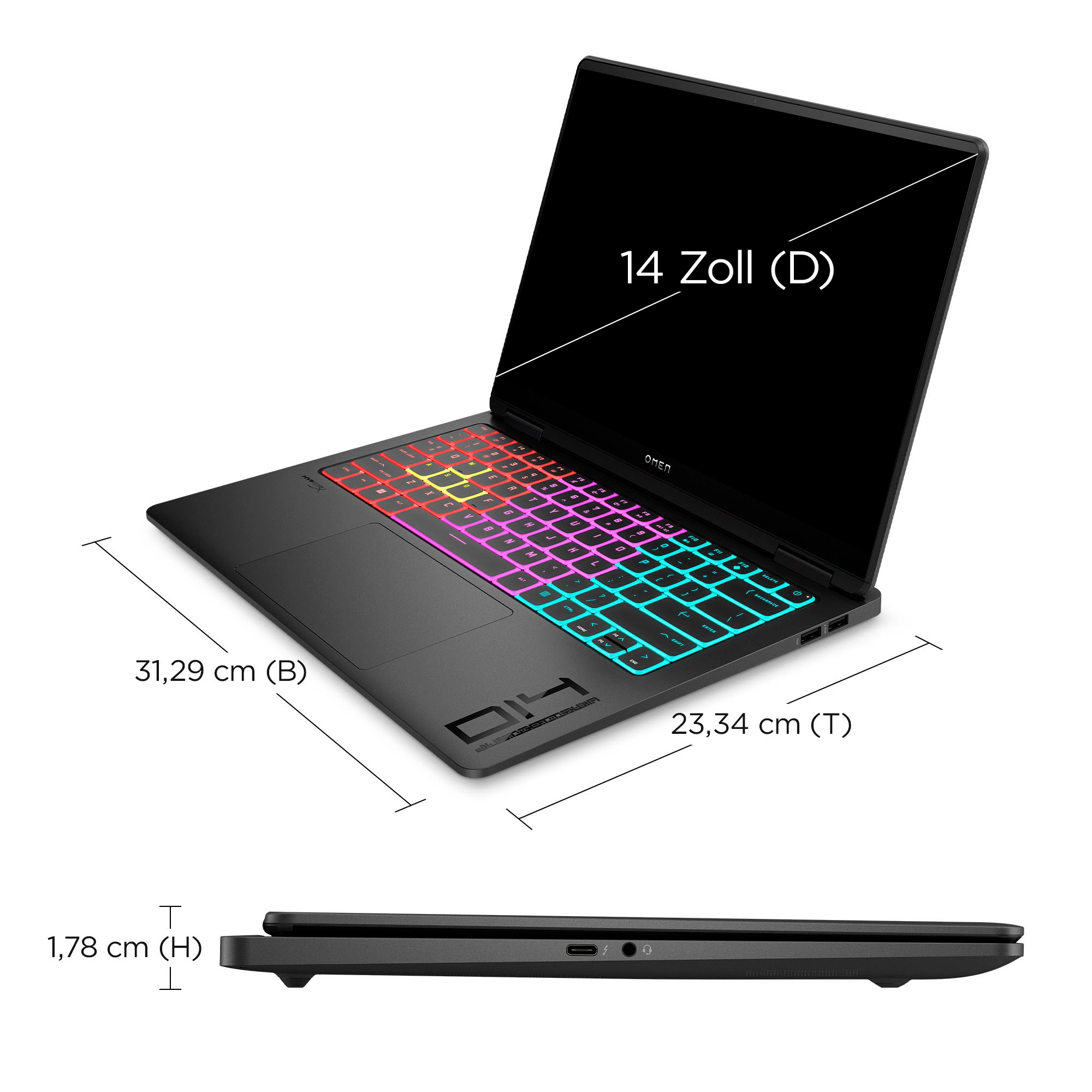 HP Gaming-Notebook »14-fb1095ng«, 35,6 cm, / 14 Zoll, Intel, Core Ultra 9, GeForce RTX 5070, 1000 GB SSD