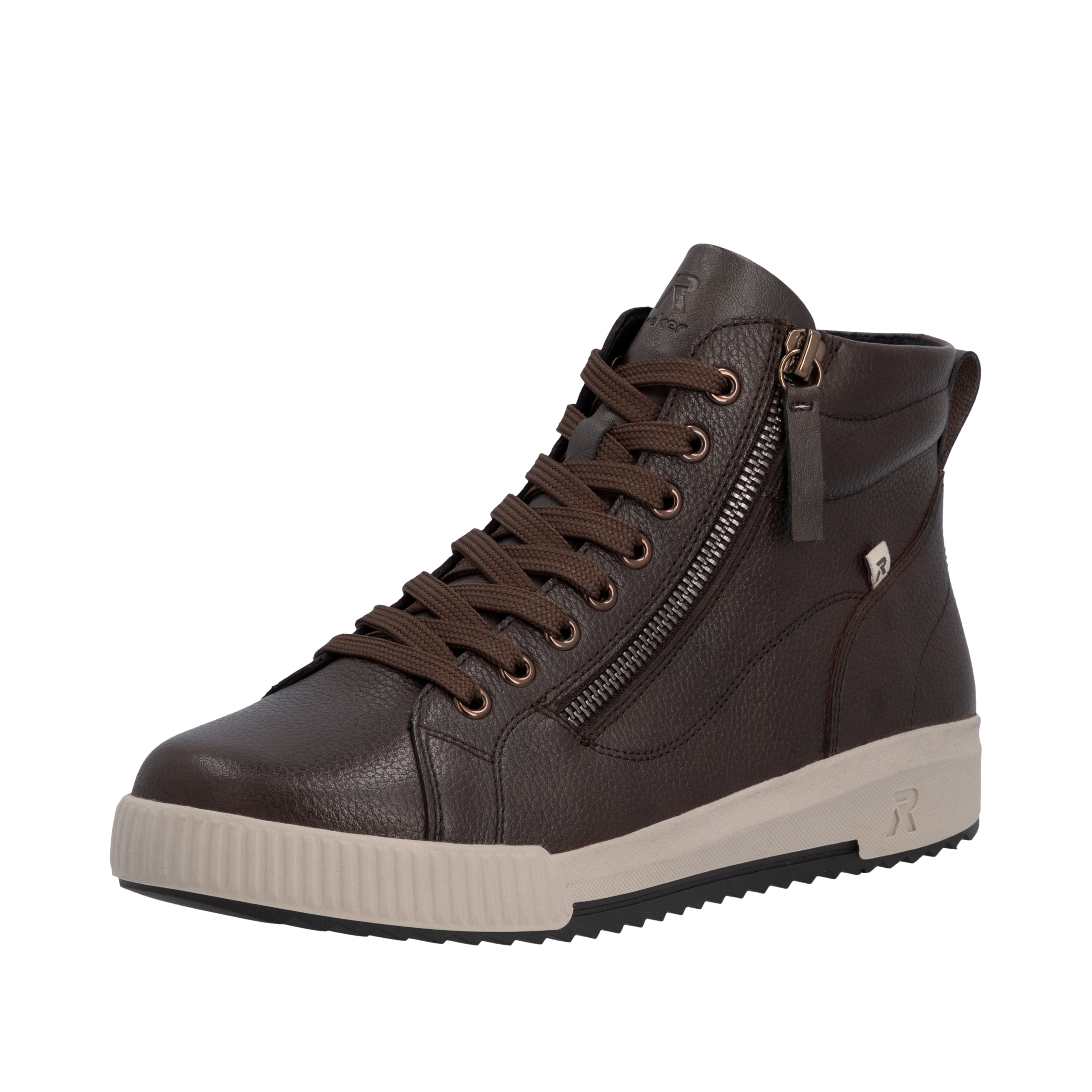 RIEKER Sport Schnürboots Stiefelette, High Top Sneaker, Freizeitboots mit Reißverschluss