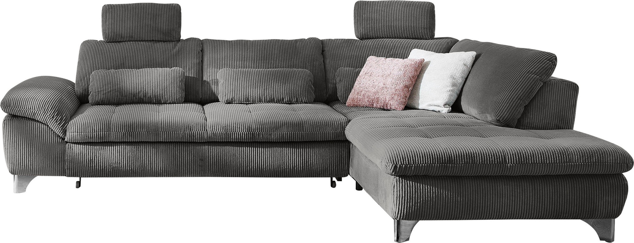 Die PlanBar Ecksofa »MP-IN14007 L-Form«, wahlweise mit Bettfunktion und verstellbaren Kopfstützen, in Cord