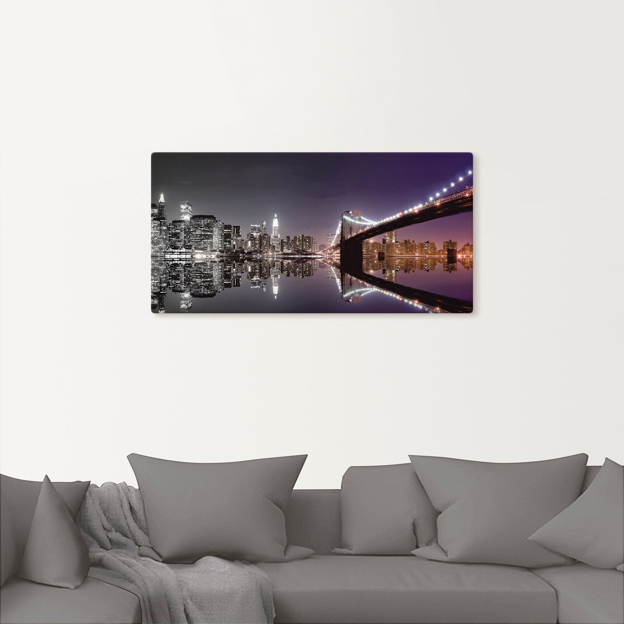 Thumbnail - Artland Wandbild "New York Skyline nächtliche Reflektion" Amerika 1 Stk. tlg. als Leinwandbild, Poster, Wandaufkleber in...