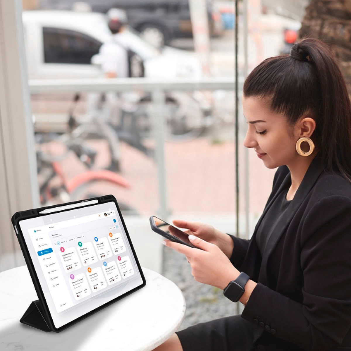 4smarts Tablet-Hülle »Folio Case Basic für Apple iPad Pro 11 (M4, 2024)«, Backcover, Schutzhülle, Handyschutzhülle, Case, Schutzcase, stoßfest