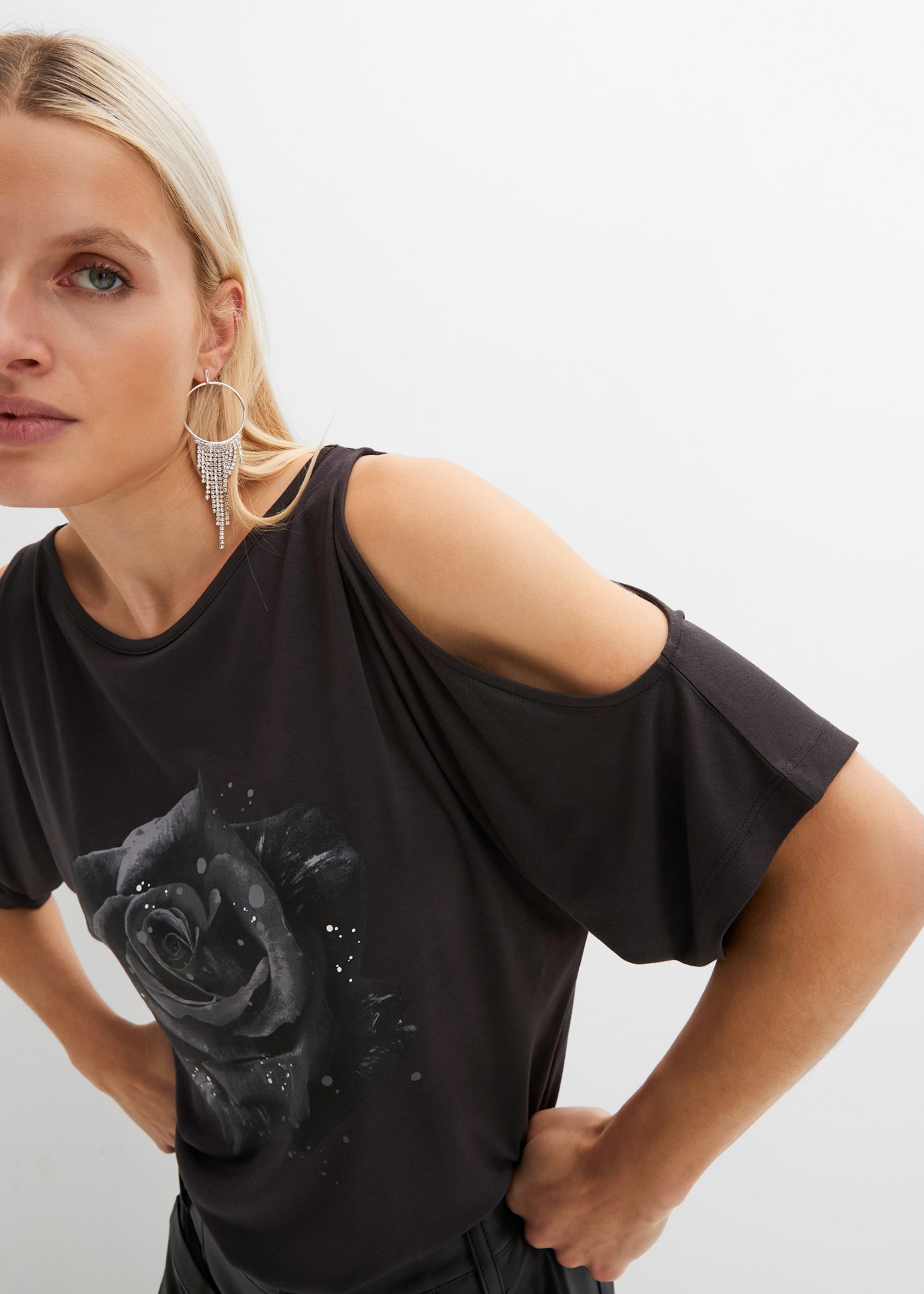 bonprix T-Shirt »Cold-Shoulder-Shirt aus Viskose« Cold-Shoulder-Shirt aus Viskose