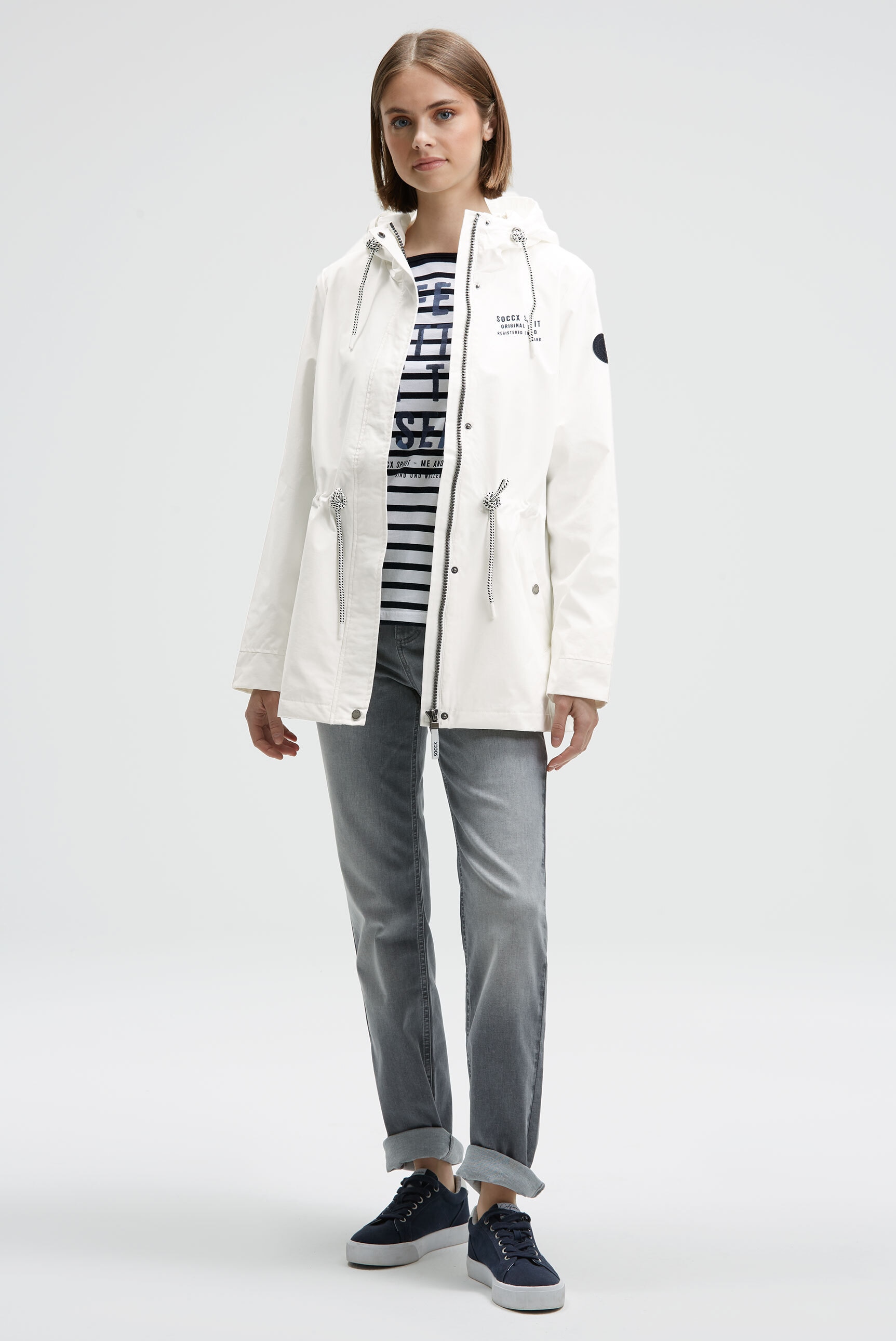 SOCCX Funktionsjacke mit Kapuze mit Windbreaker-Bündchen und Waterproof-Eingrifftaschen