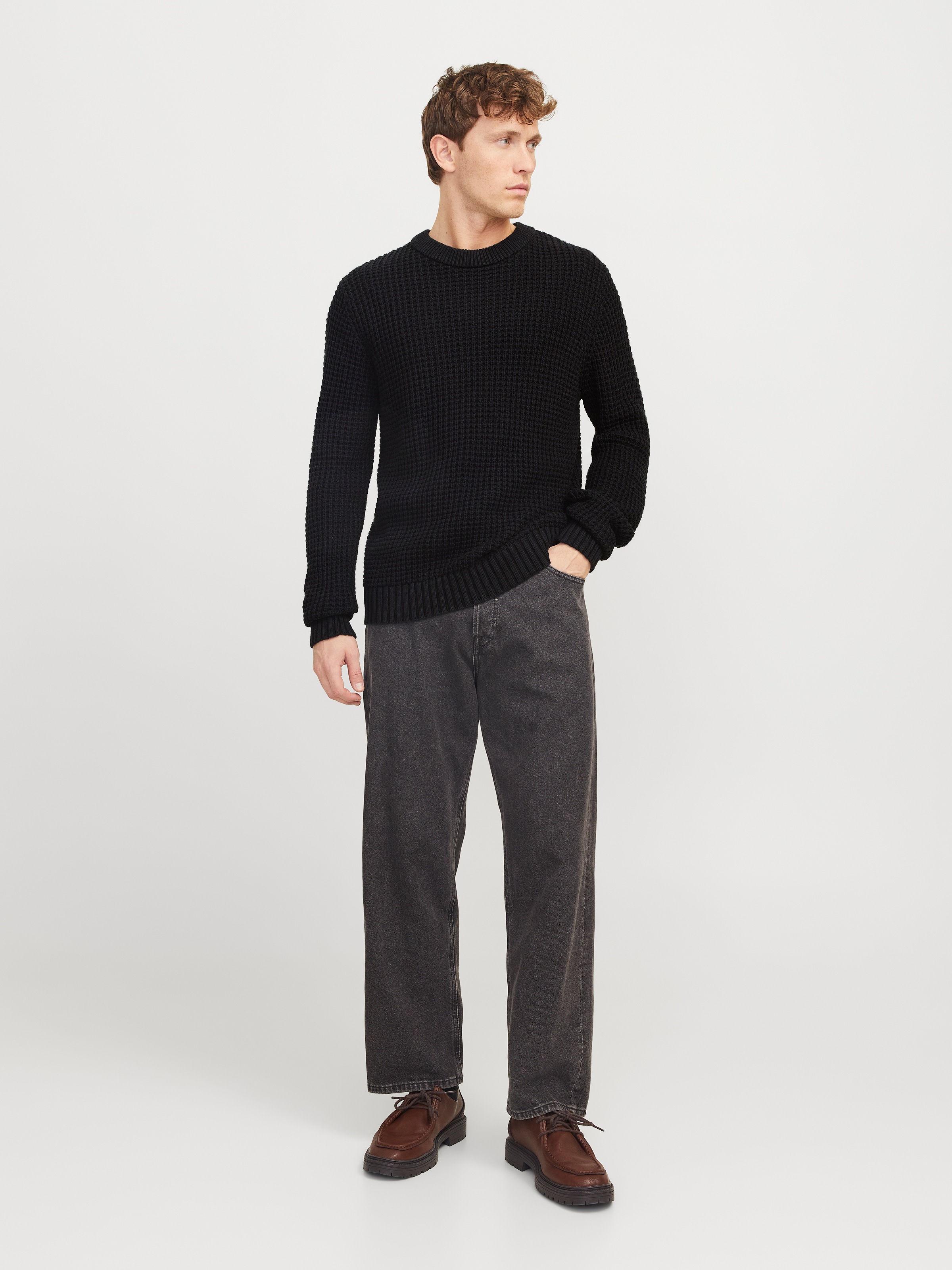 Jack & Jones Rundhalspullover »JCOZION KNIT CREW NECK BF«, mit markanter Struktur