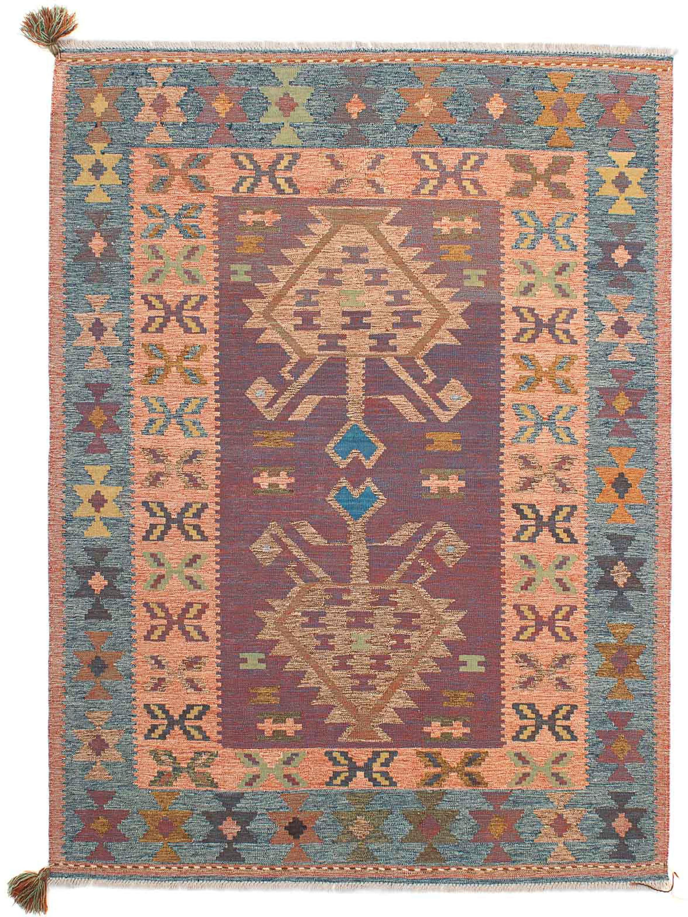 morgenland Wollteppich »Kelim - Oriental - 207 x 151 cm - mehrfarbig«, rechteckig, Wohnzimmer, Einzelstück