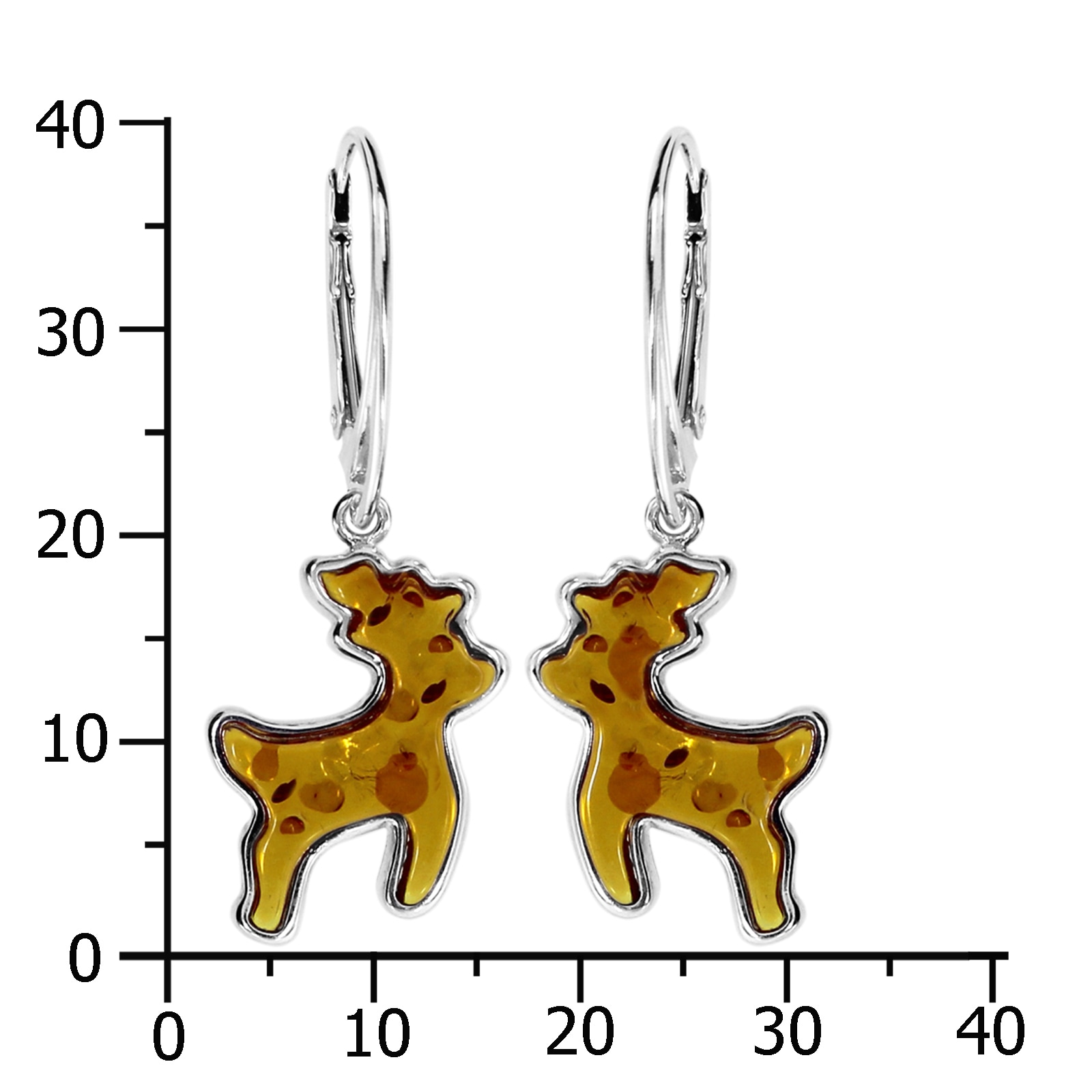 OSTSEE-SCHMUCK Paar Ohrhänger »- Hirsch - Silber 925/000 - Bernstein«