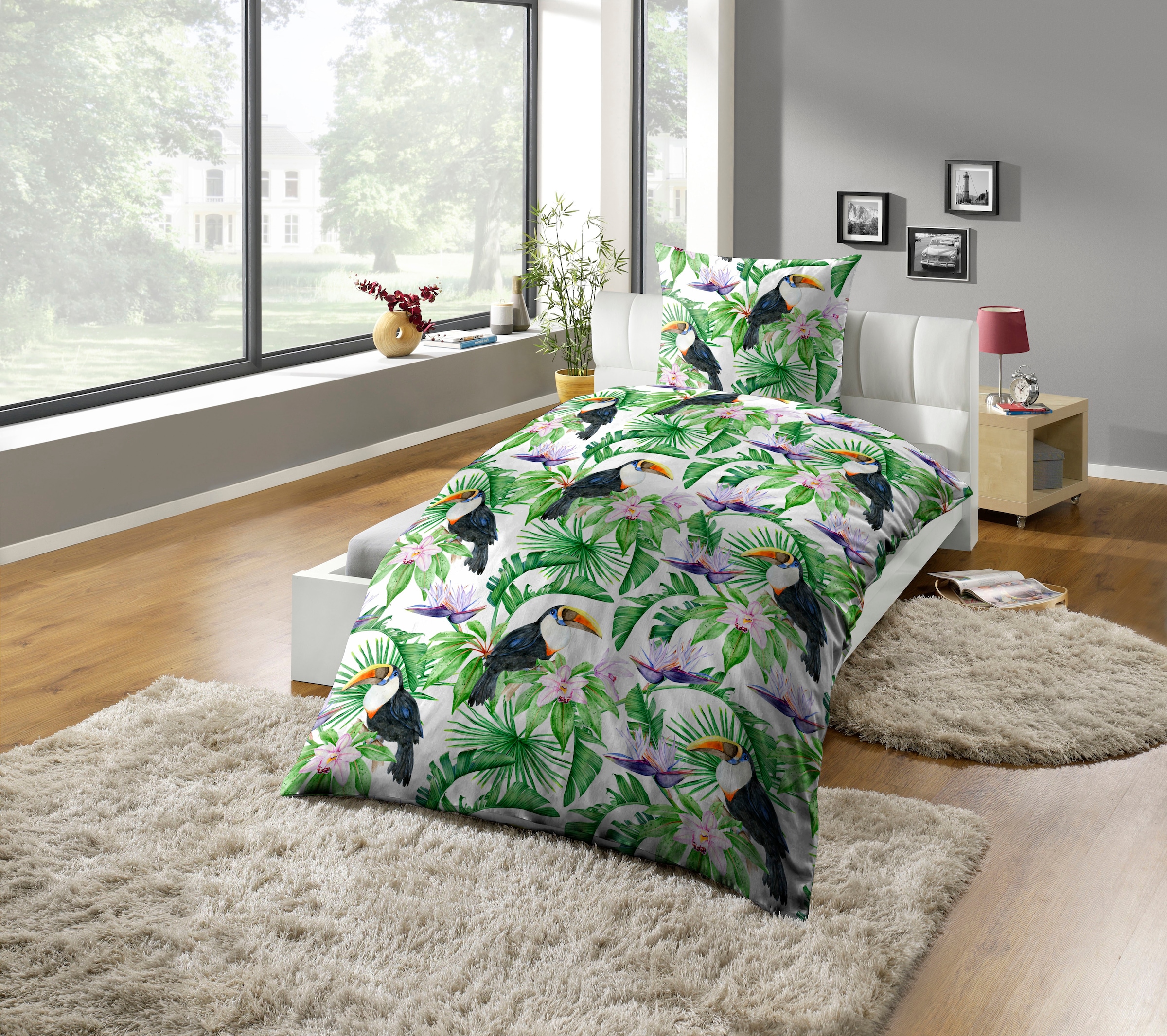 KiNZLER Bettwäsche "Bettwäsche Mikrofaser-Seersucker "Dschungel"" 2 Stk. Pf günstig online kaufen