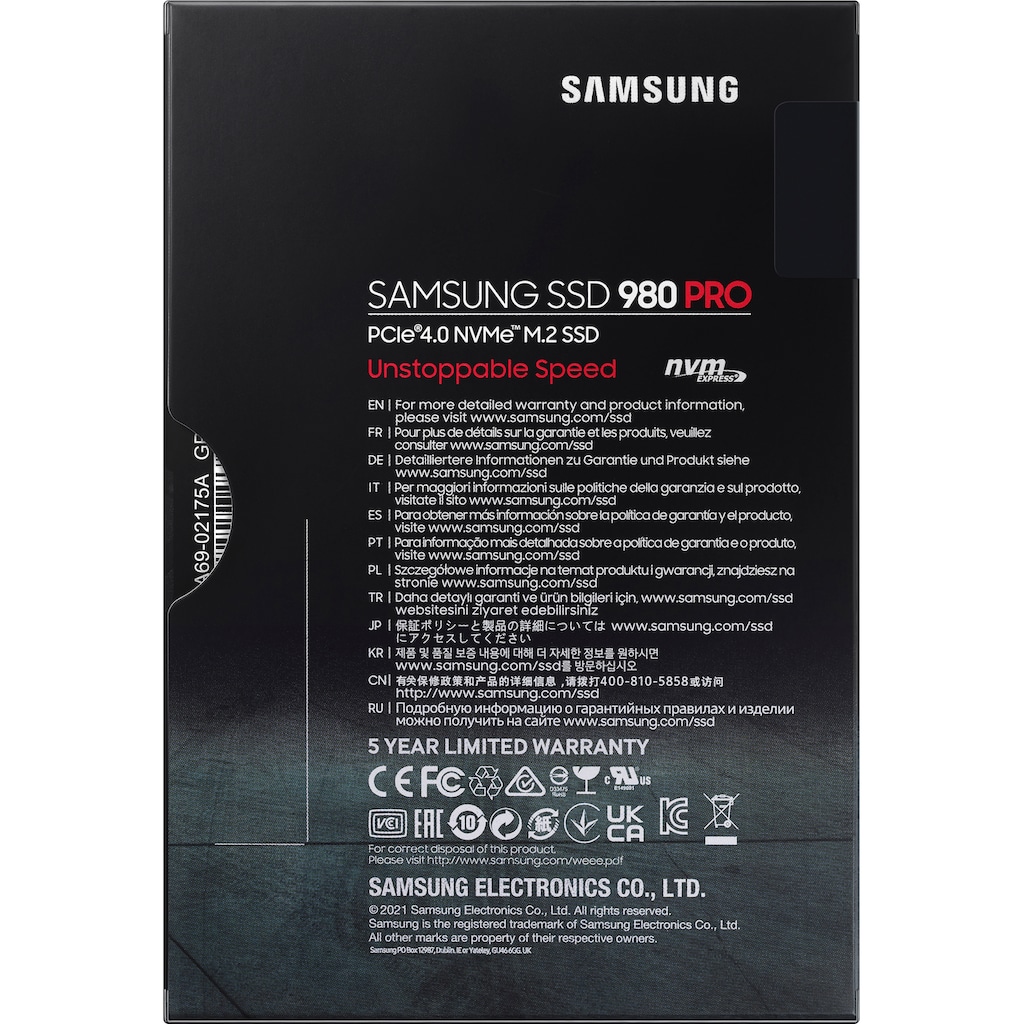Samsung interne SSD »980 PRO«, Anschluss M.2 PCIe 4.0, Playstation 5 kompatibel, PCIe® 4.0 NVMe™, M.2
