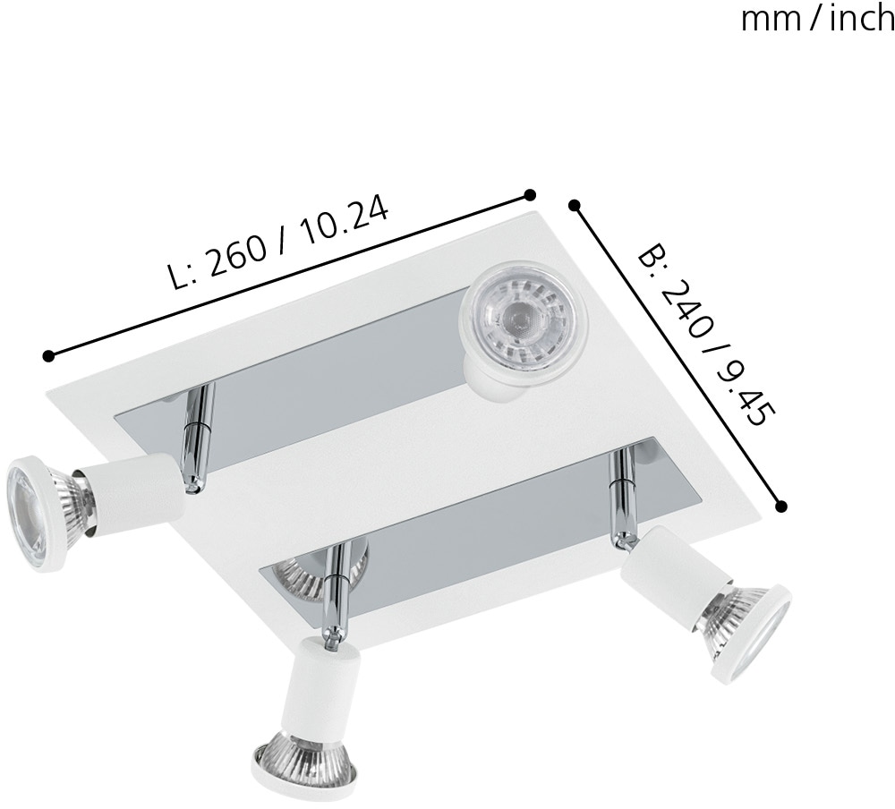 EGLO LED Deckenspots »SARRIA«, 4 flammig, Leuchtmittel LED-Board-GU10 | LED wechselbar, LED Deckenleuchte, LED Deckenlampe