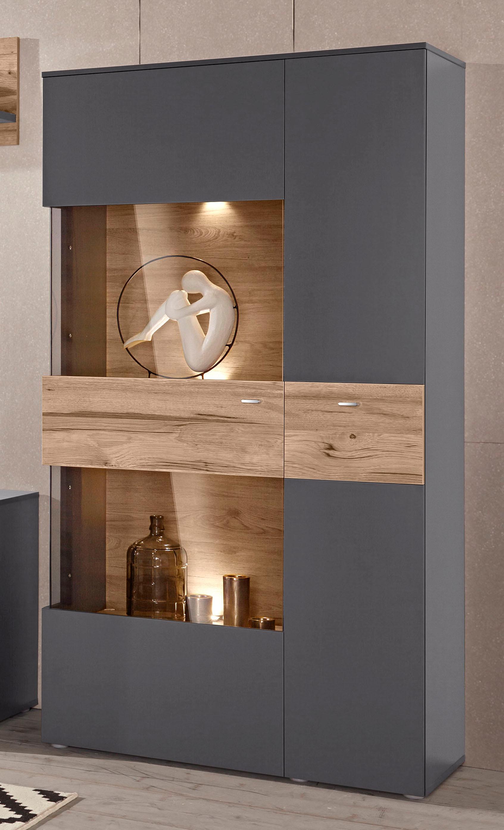 Thumbnail - FORTE Vitrine "Como", Highboard, LED Beleuchtung Einlegeböden, Glastüre, Soft Close