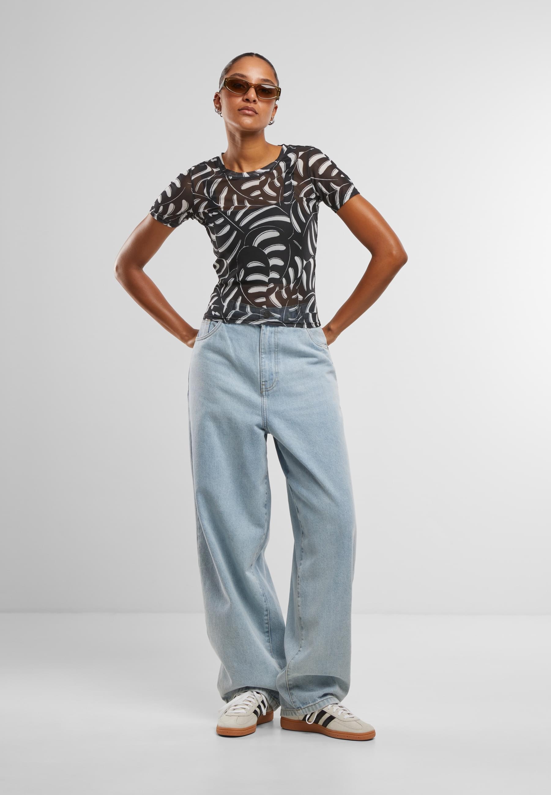 URBAN CLASSICS T-Shirt »Urban Classics Damen Ladies AOP Mesh Tee« 1 Stk.