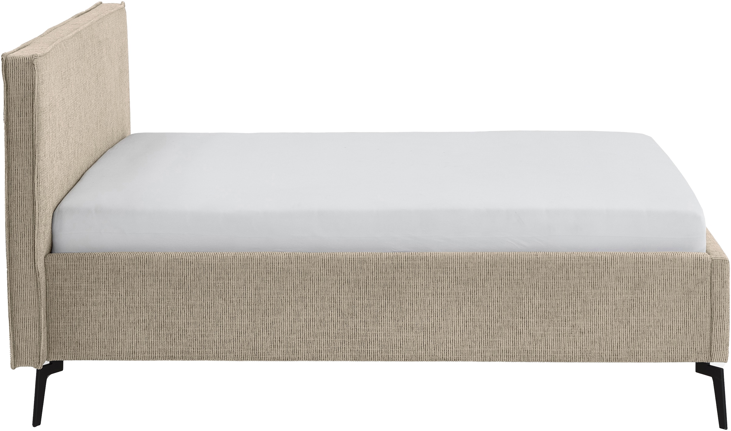 Polsterbett MEISE.MÖBEL "Riva II", braun (toffee, toffee), B:165cm L:216cm, Betten, Polsterbett, mit schwarzen Metallfüßen, wahlweise mit Bettkasten 3