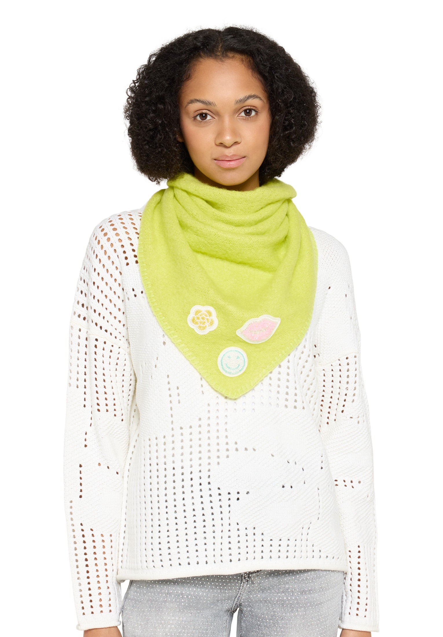 Cartoon Schal "Damen mit Applikation" günstig online kaufen