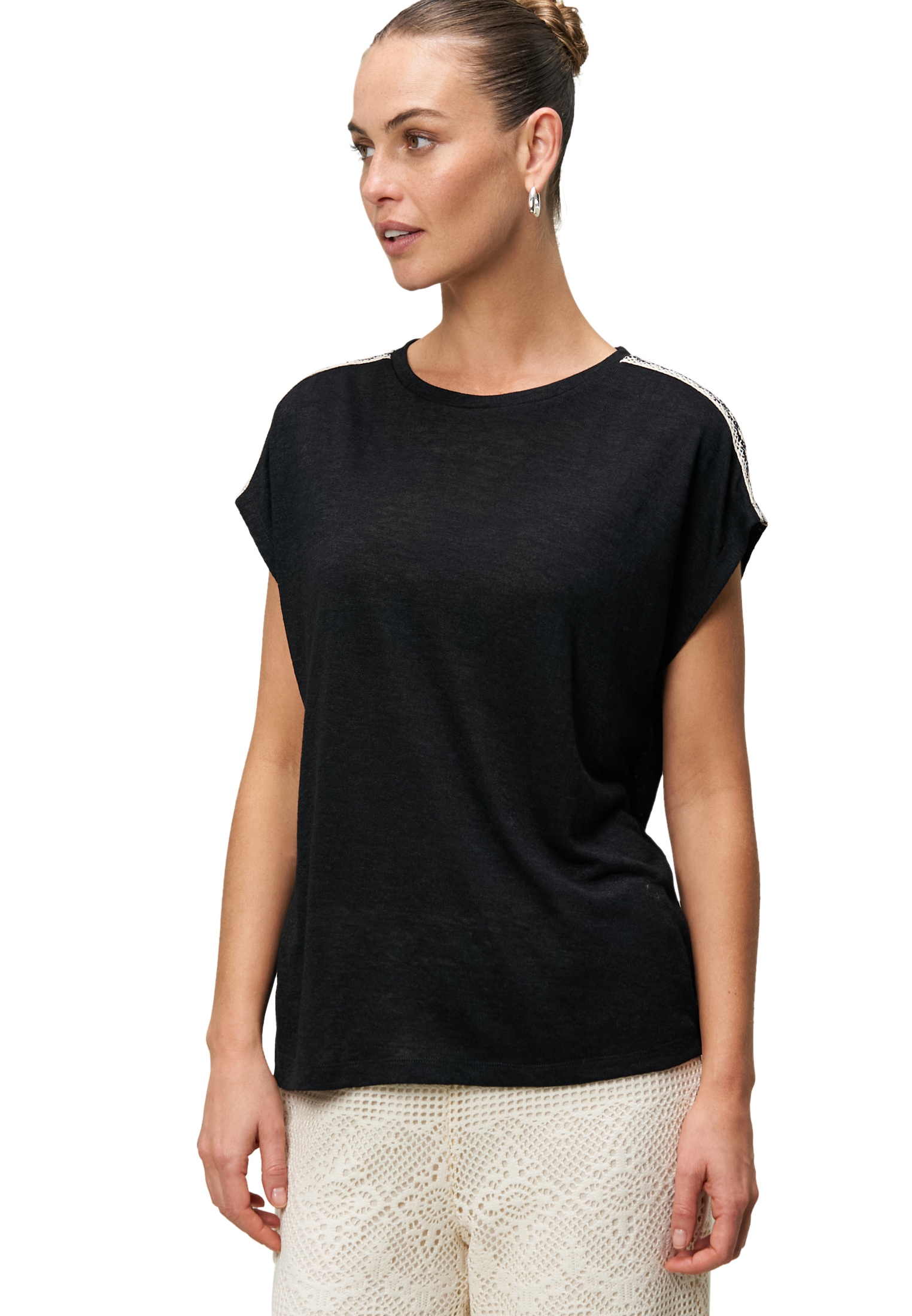 Zero T-Shirt "zero Damen Shirt mit Kontraststickerei" 1 Stk. tlg. weiteres günstig online kaufen