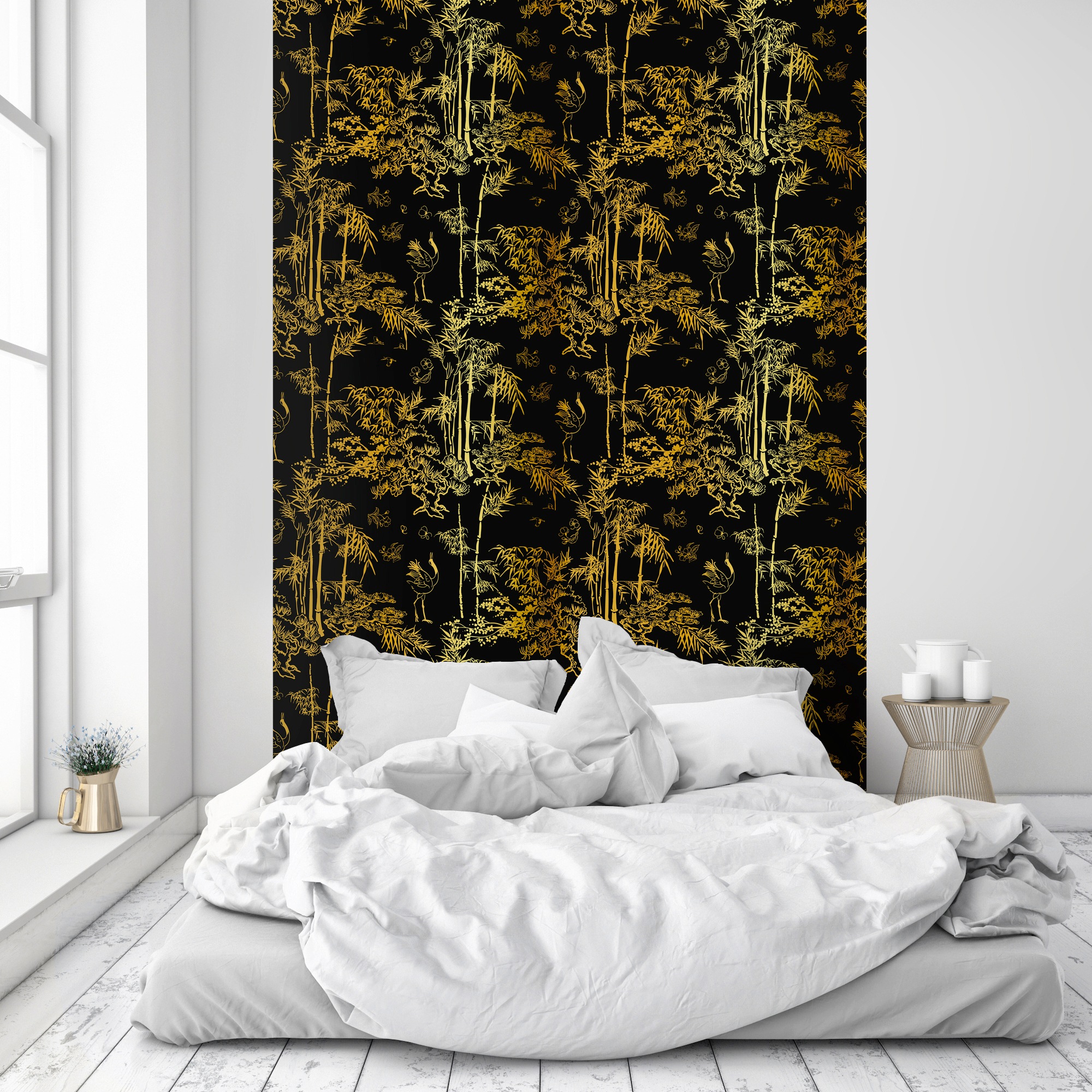 queence Vinyltapete »Joline« Motiv | bedruckt | botanisch | floral | gemustert | natürlich glatt 90x250cm, selbstklebend, kinderleichte Anbringung, , Sticker