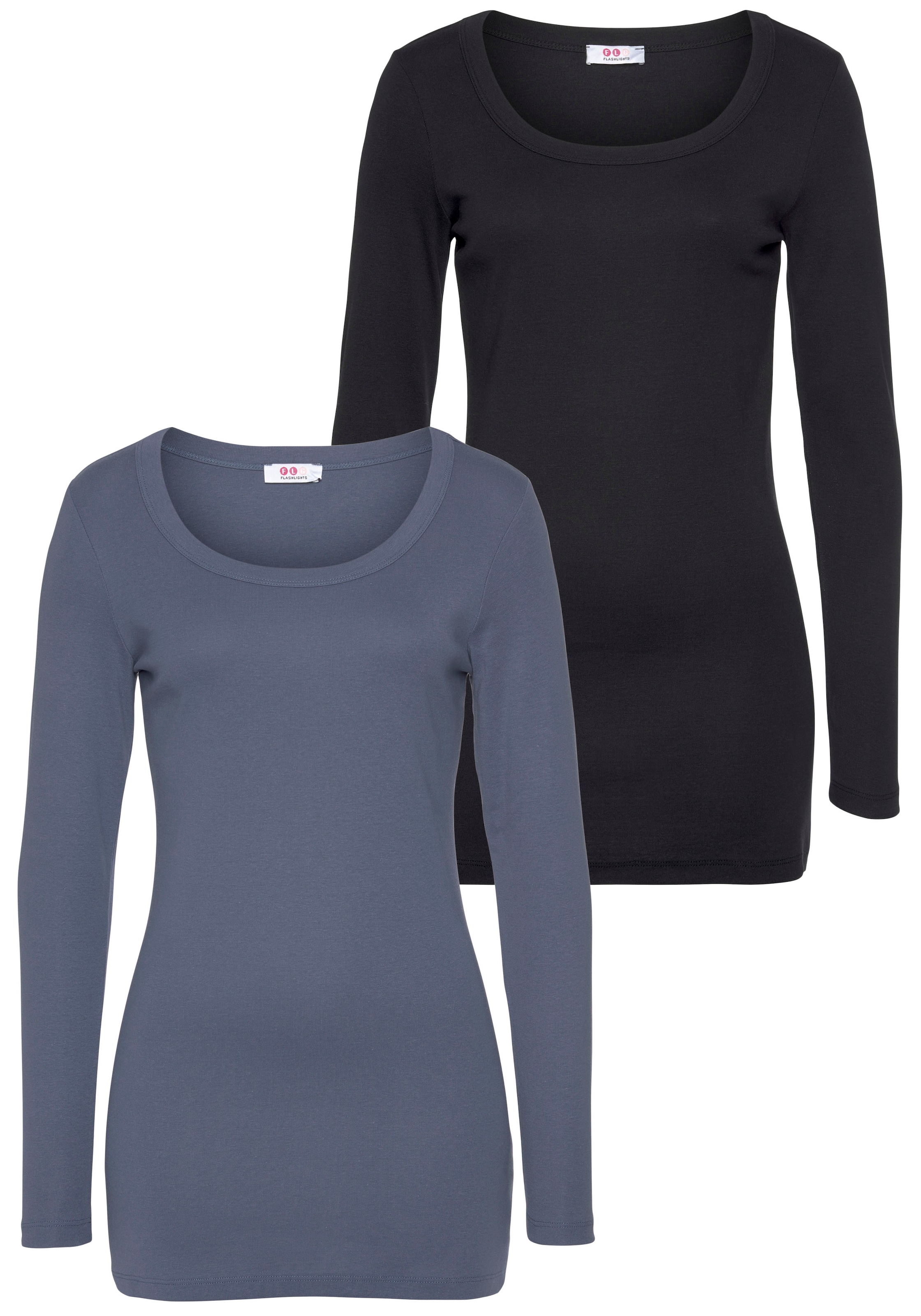 Flashlights Langarmshirt, 2 Stk. sehr figurbetonter Schnitt, Rundhalsaussch günstig online kaufen