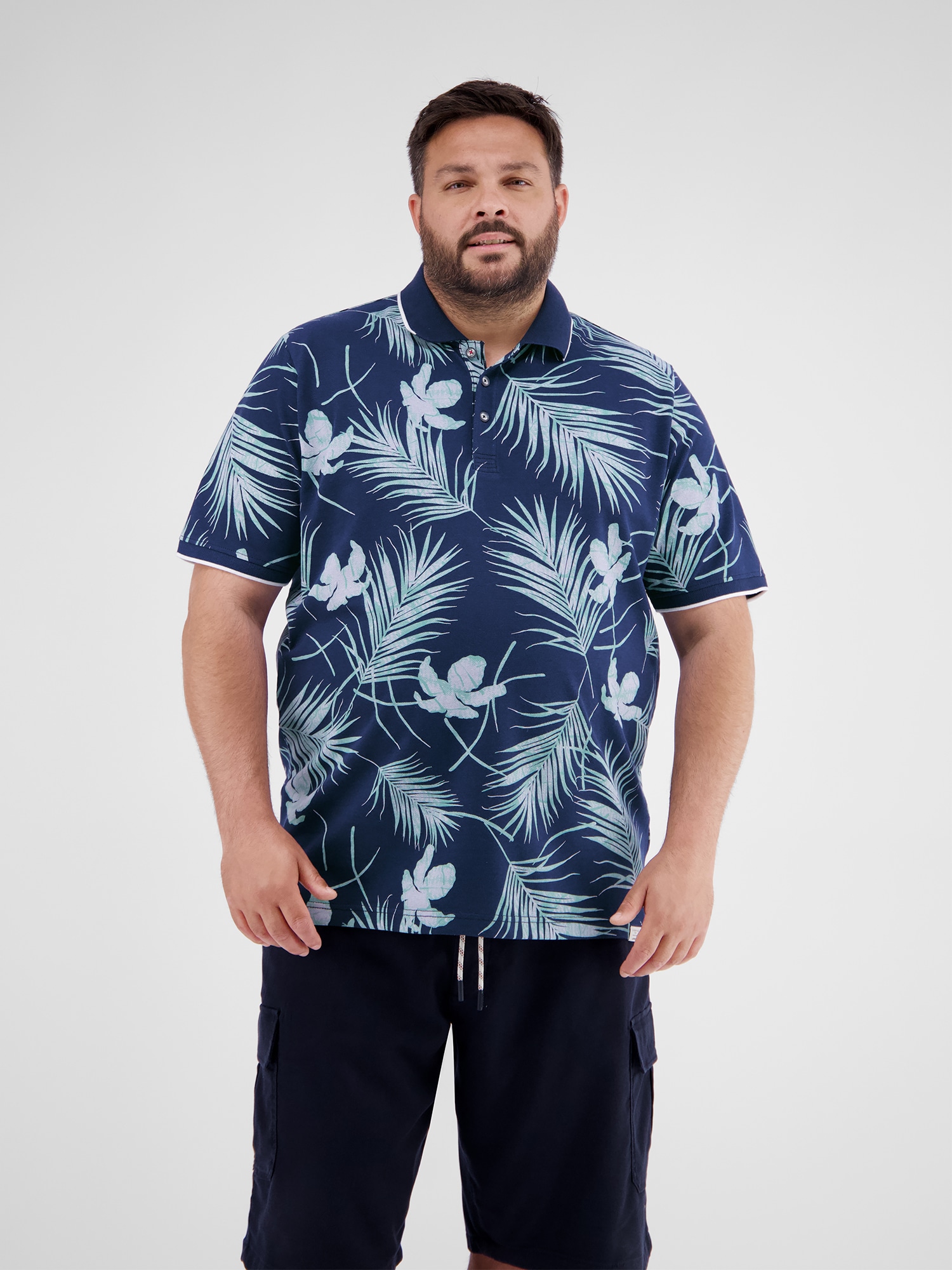 LERROS Poloshirt "Herren-Poloshirt, floral gemustert in Großen Größen" günstig online kaufen