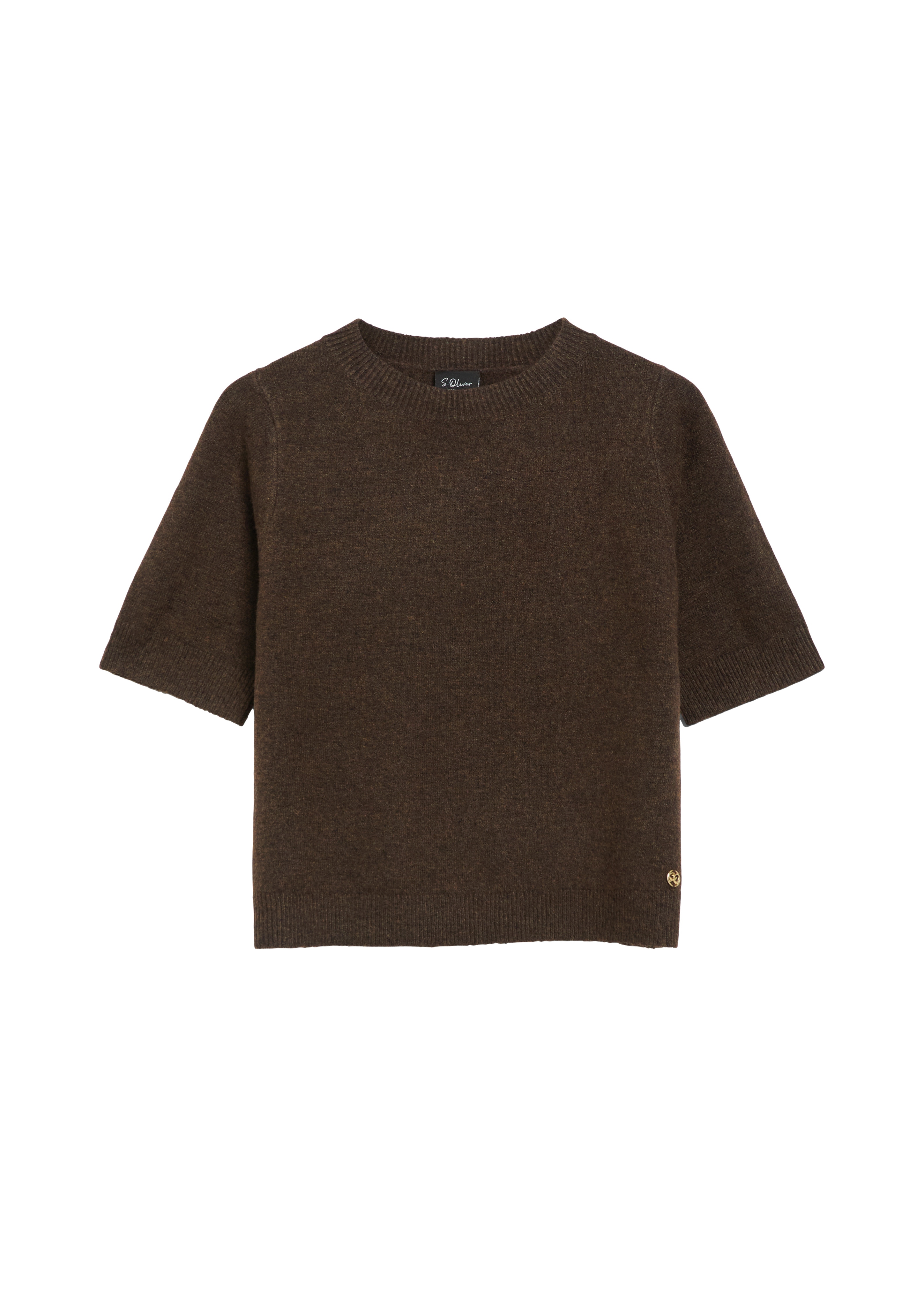s.Oliver BLACK LABEL Strickpullover melierte Optik, Materialmix mit Wolle, Rundhalsausschnitt