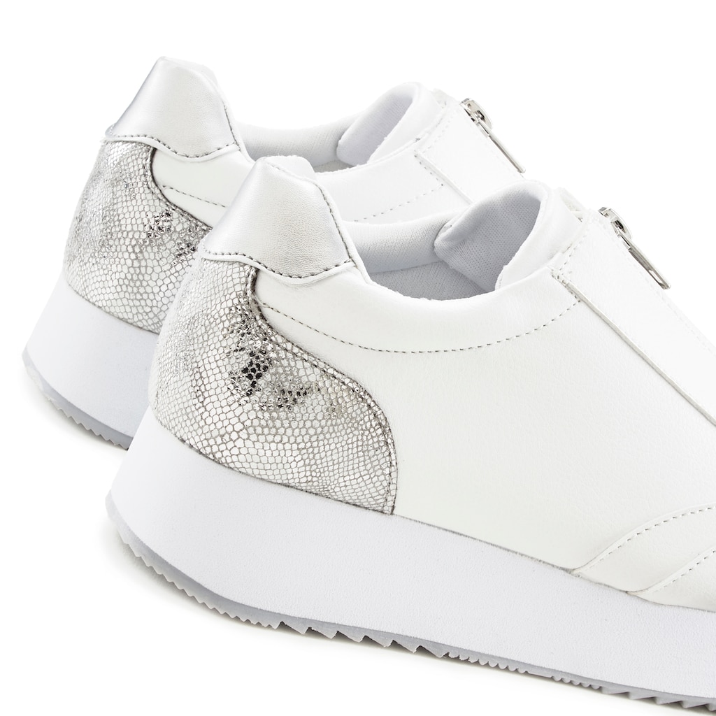 Schuhe Slipper LASCANA Sneaker, mit Plateausohle und vorderem Reißverschluss weiß