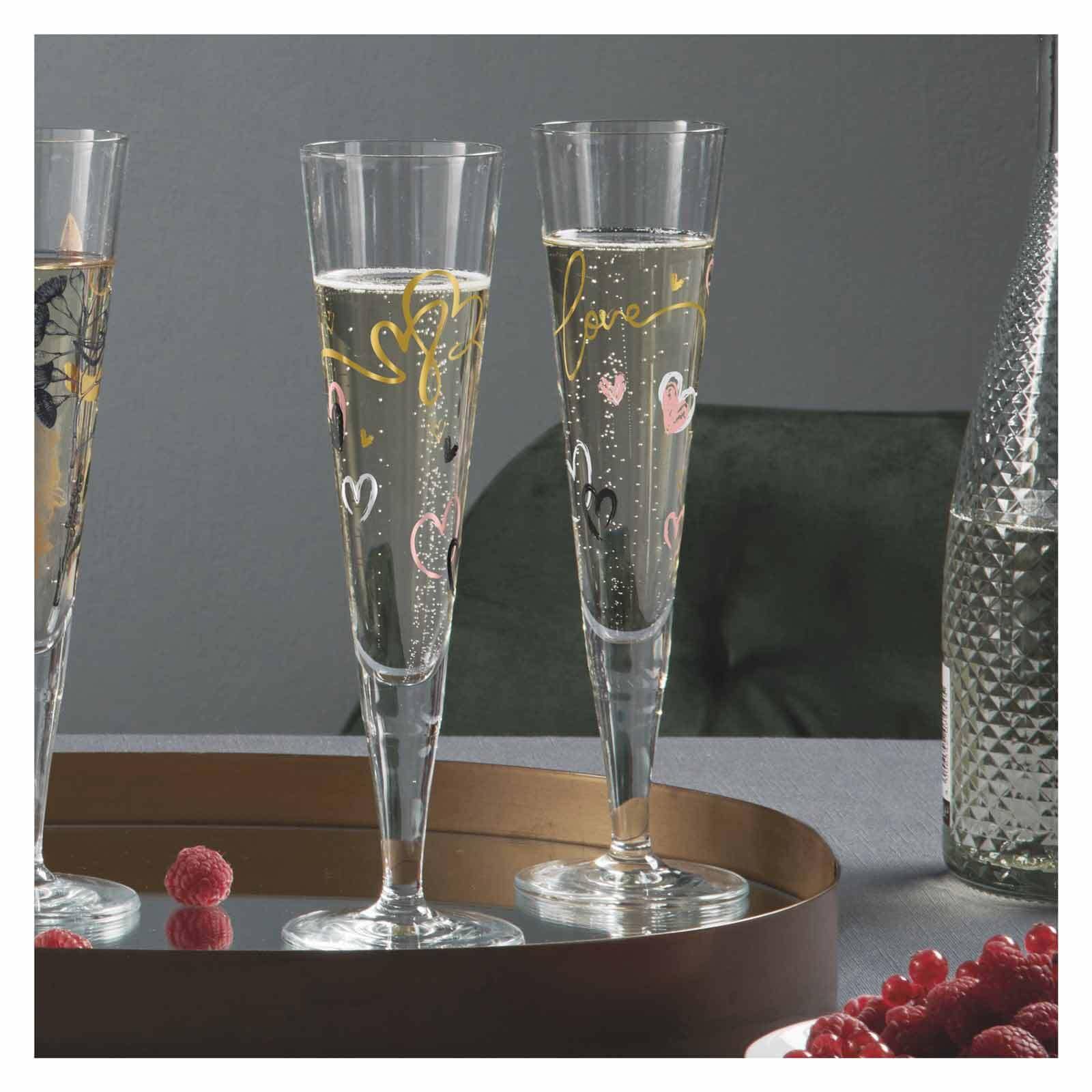 Ritzenhoff Champagnerglas »Champagnergläser Herzen Goldnacht 205 ml 2er Set bunt«