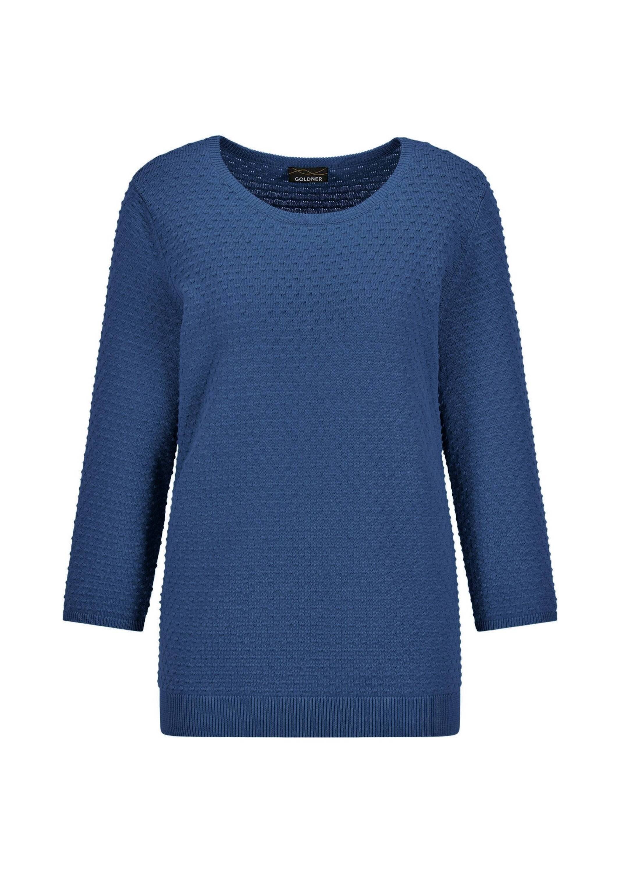 GOLDNER Rundhalspullover "Halbarm Baumwollpullover mit Struktur" Rundhalsau günstig online kaufen