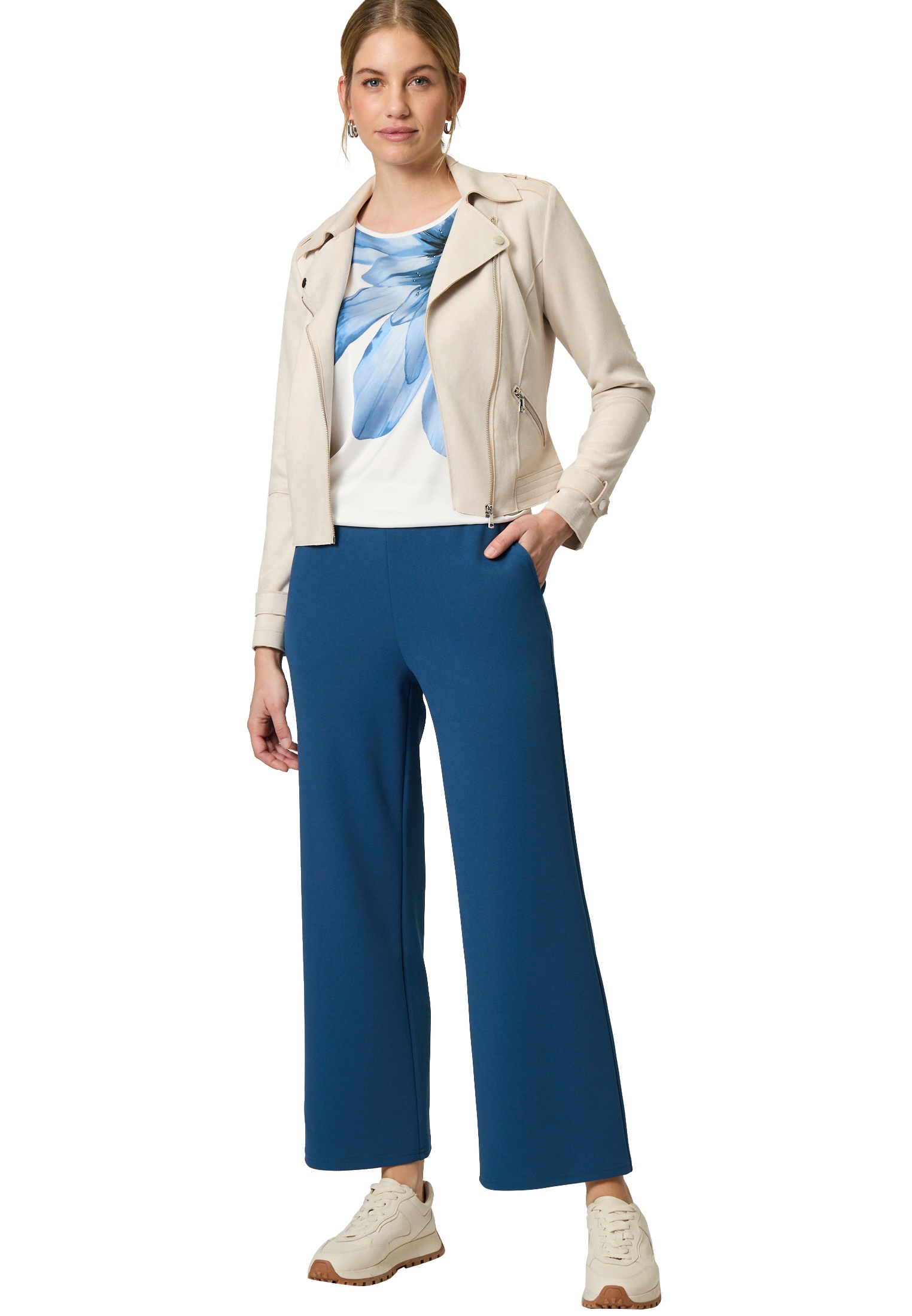 Zero Kurzarmshirt »zero Satinshirt mit Blumendruck«, (1 tlg.), Ziersteine