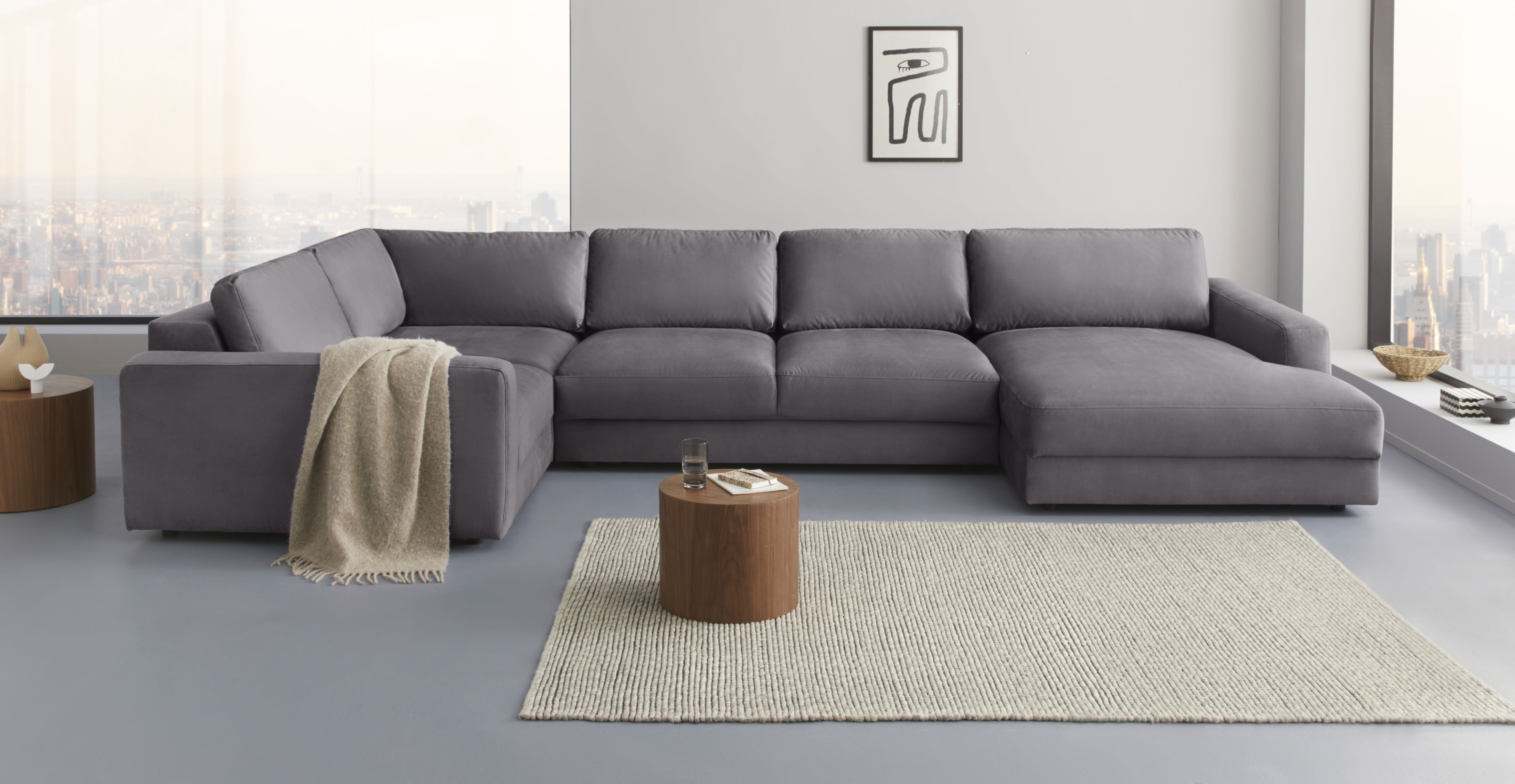 Home affaire Wohnlandschaft "Bloomfield, Mega Polsterecke, Breite 390cm, viel Platz, U-Form" In verschiedenen Größen bestellbar