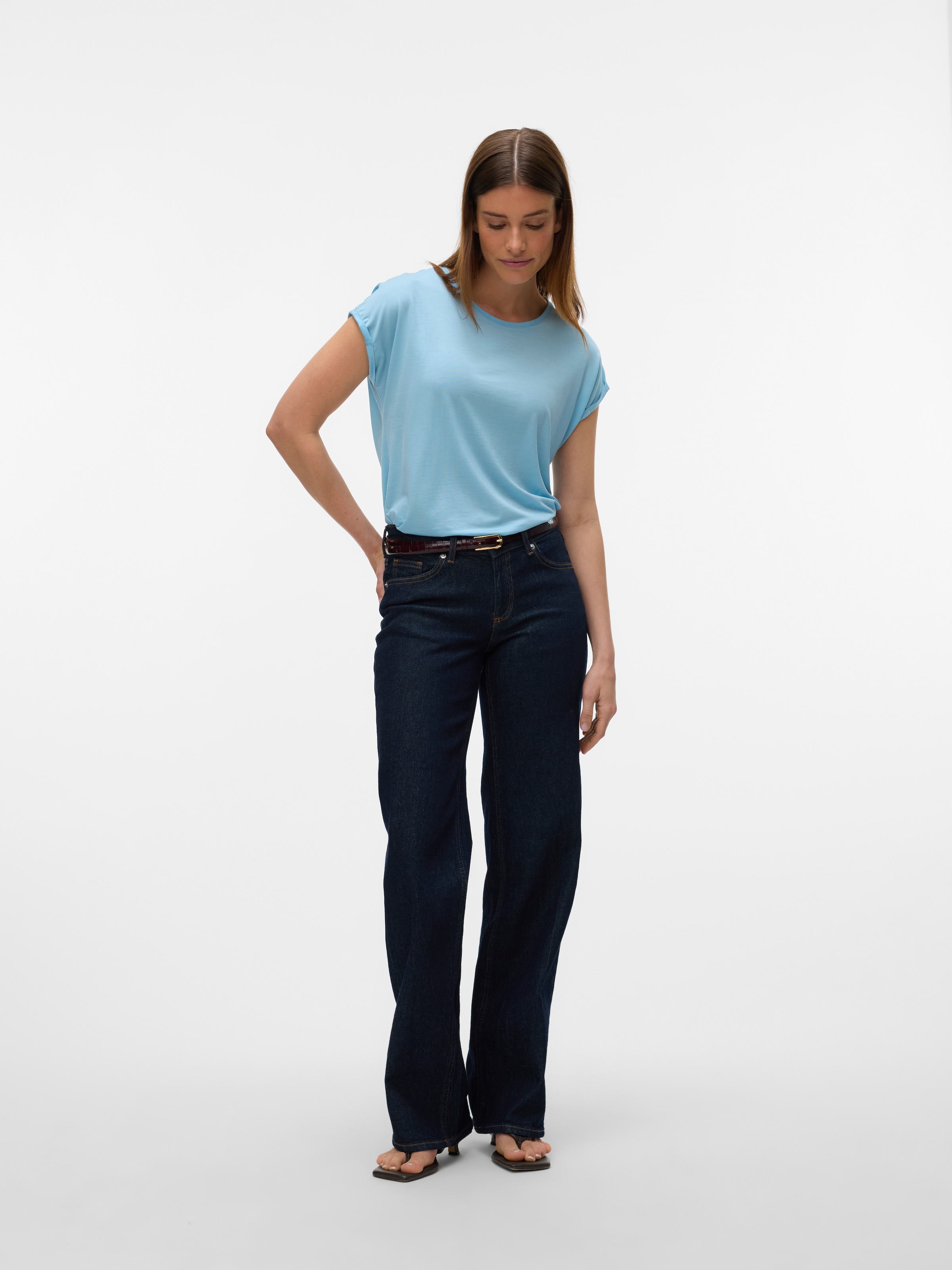 Vero Moda Rundhalsshirt »VMAVA PLAIN SS TOP GAJRS NOOS«