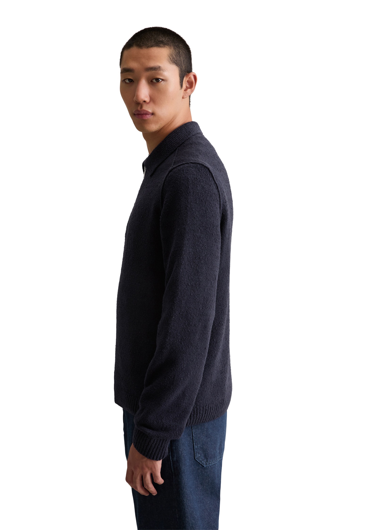 Marc OPolo DENIM Langarm-Poloshirt "aus Bio-Baumwolle" günstig online kaufen