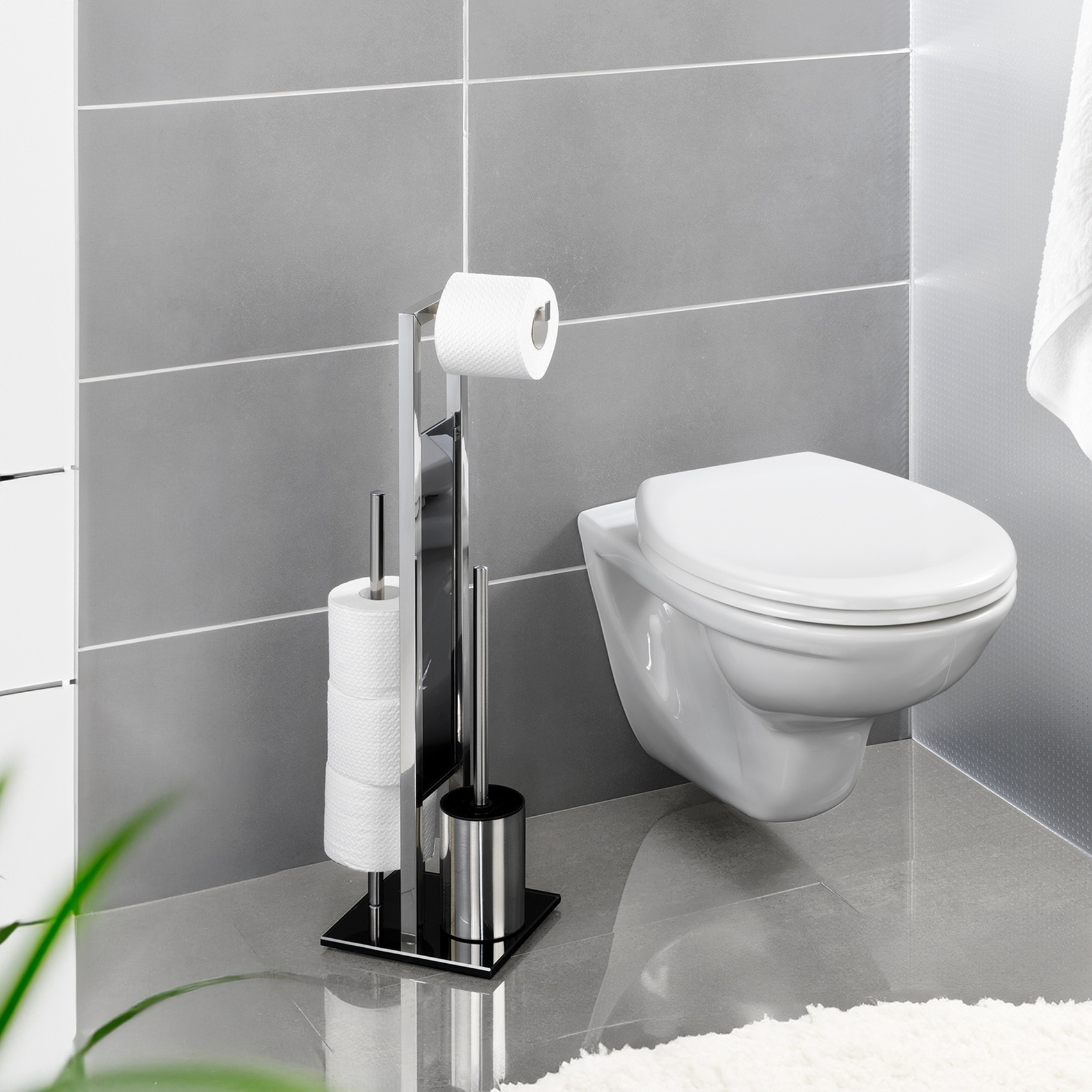 WENKO WC-Garnitur "Rivalta" Set aus Edelstahl  Sicherheitsglas Toilettenpap günstig online kaufen