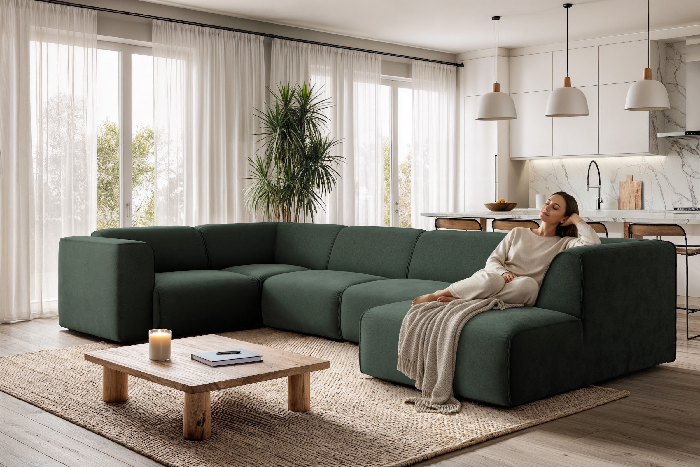 OTTO home Wohnlandschaft "Merid U-Form, B: 367 cm" als Modul oder separat v günstig online kaufen