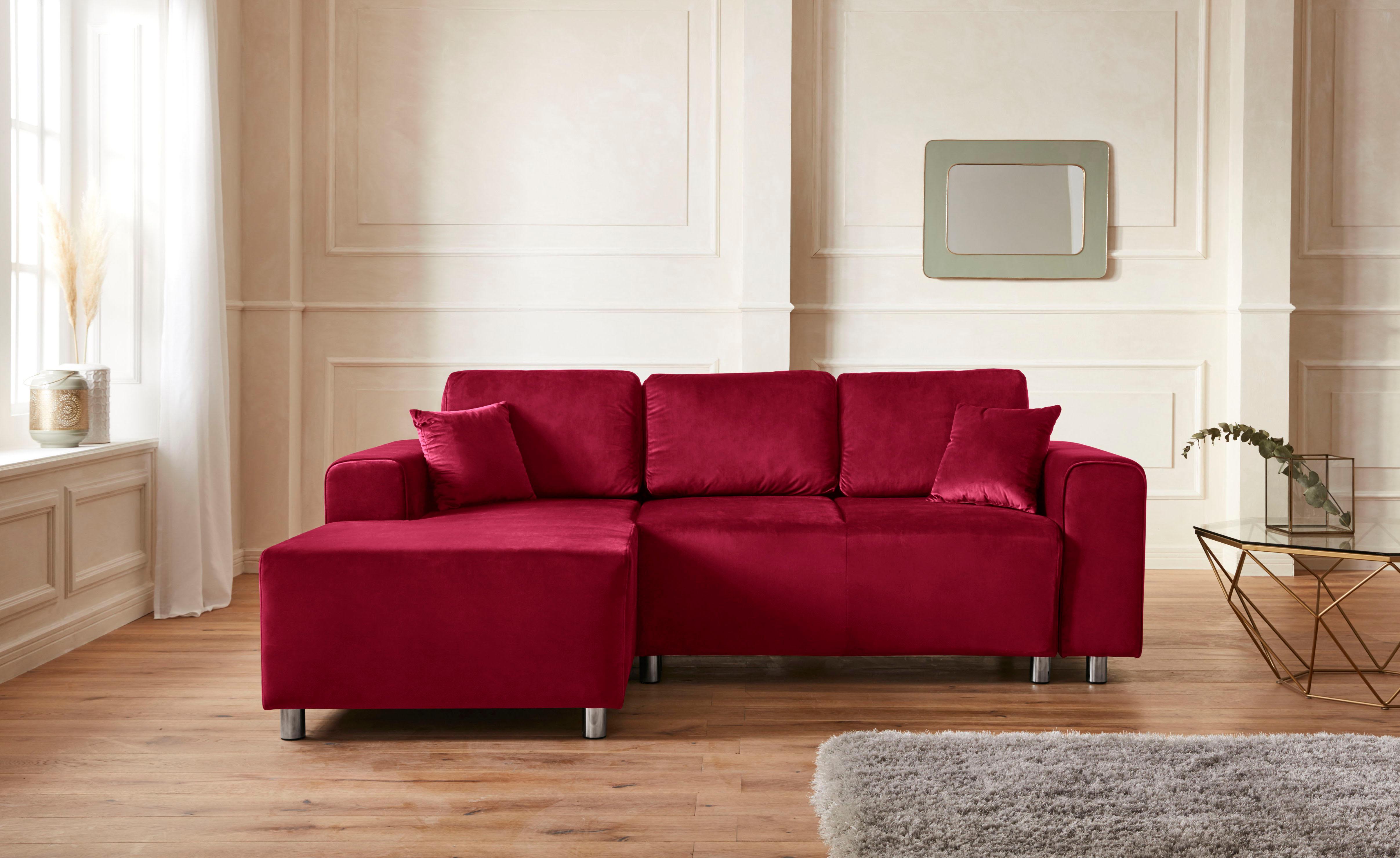 Home affaire Ecksofa "Györ" L-Form, wahlweise mit Bettfunktion und Bettkasten incl. 2 Zierkissen