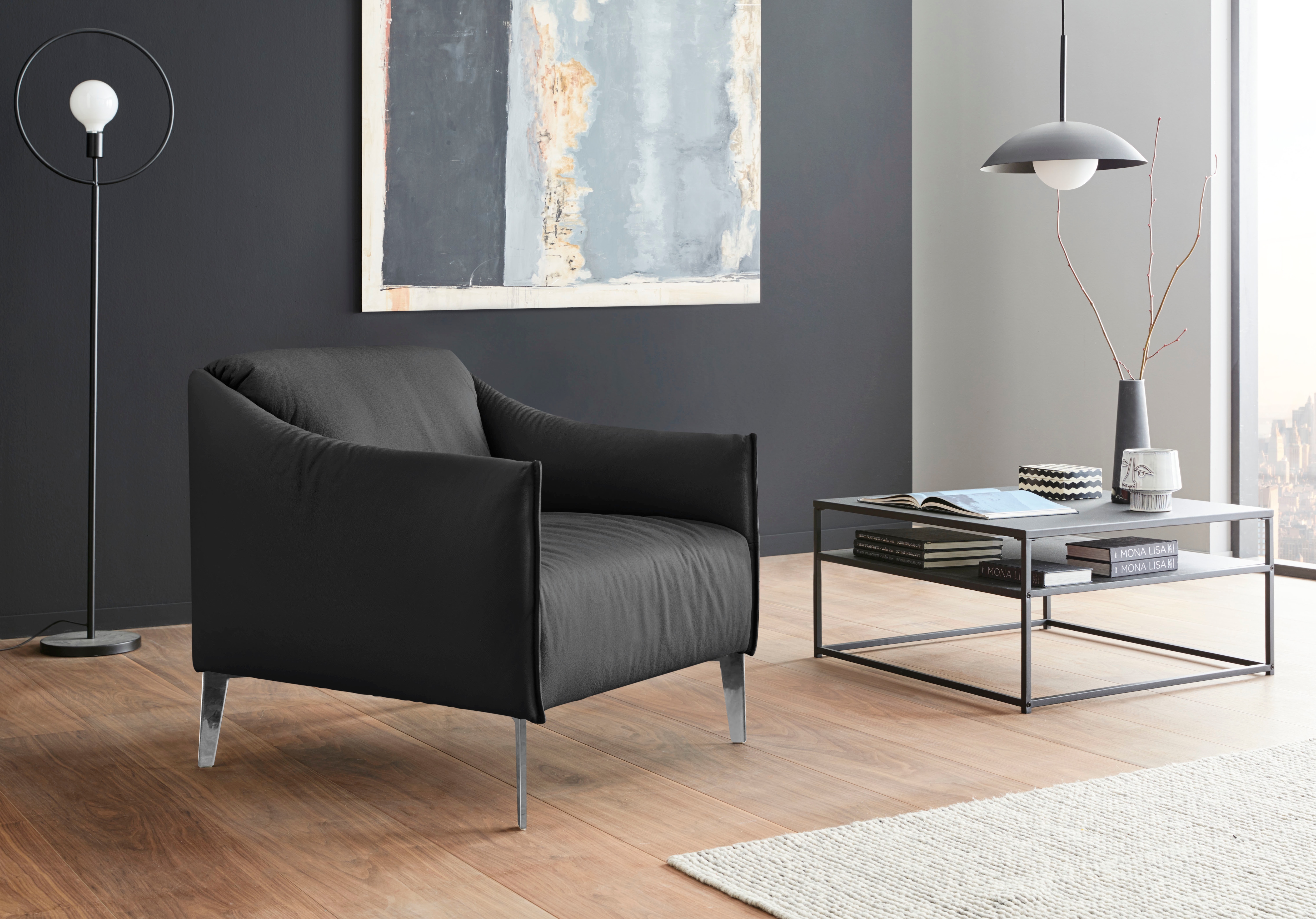 W.SCHILLIG Cocktailsessel "sally Designsessel, Loungesessel, bequem, tolle Verarbeitungsdetails" mit Metall-Winkelfüßen in Chrom glänzend