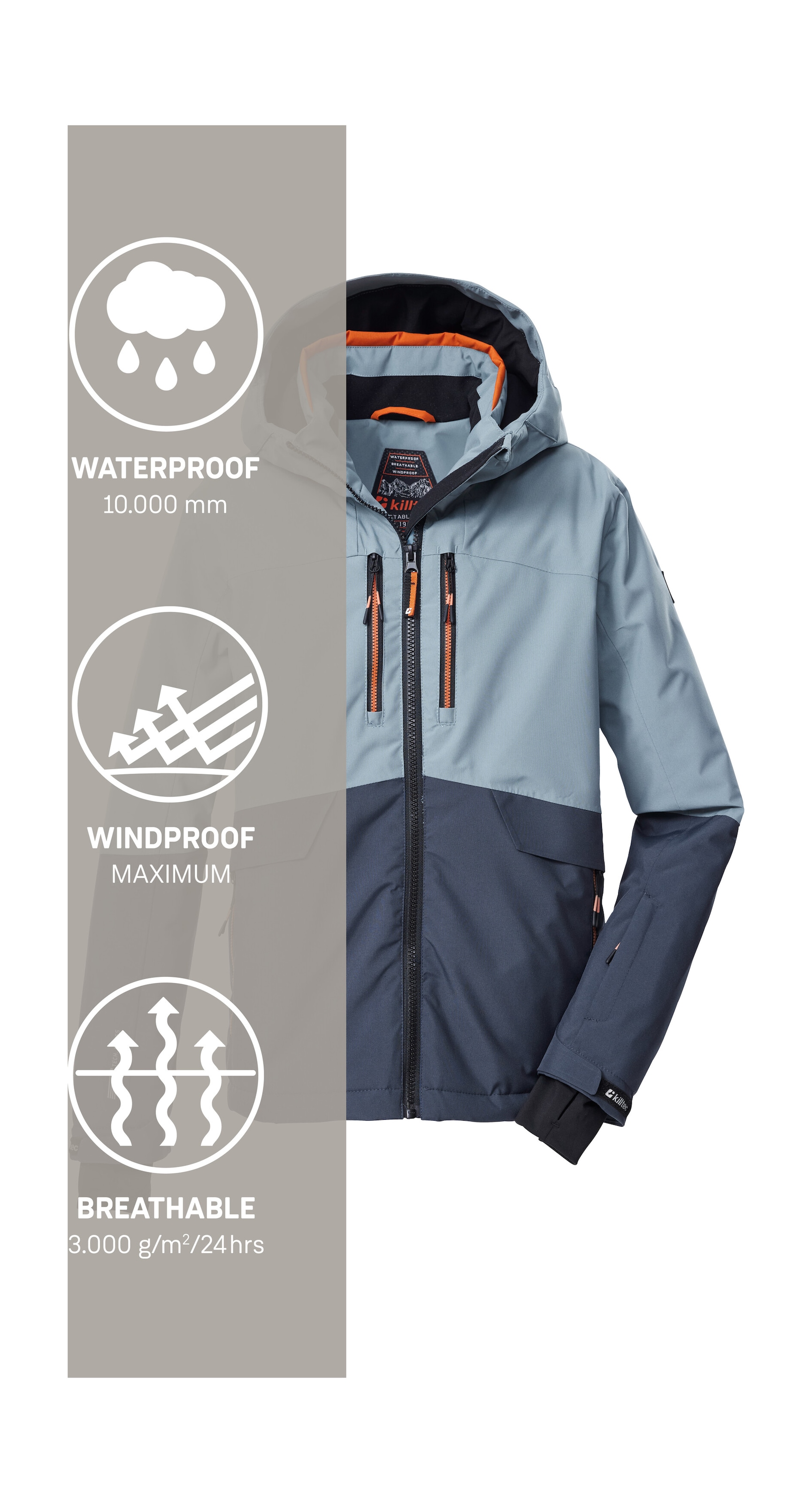 Killtec Skijacke »KSW 201 BYS SKI JCKT«, Stylische, wasser- und winddichte Skijacke mit reflektierenden Details
