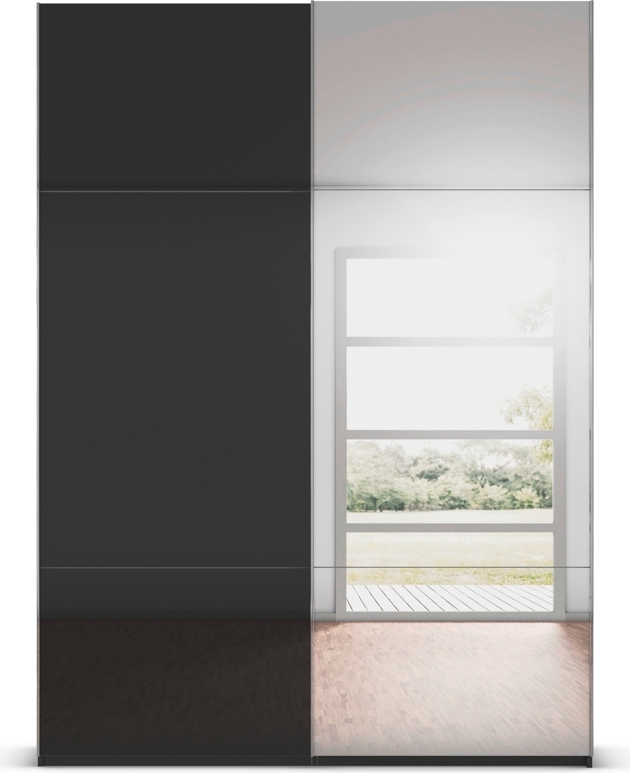 rauch Schwebetürenschrank »Kleiderschrank Schrank Garderobe Schlafzimmerschrank CONTIDO«, (in 3 verschiedenen Ausstattungen BASIC/CLASSIC/PREMIUM), aus hochwertigem Material in 6 Breiten 2 Griff-Farben MADE IN GERMANY