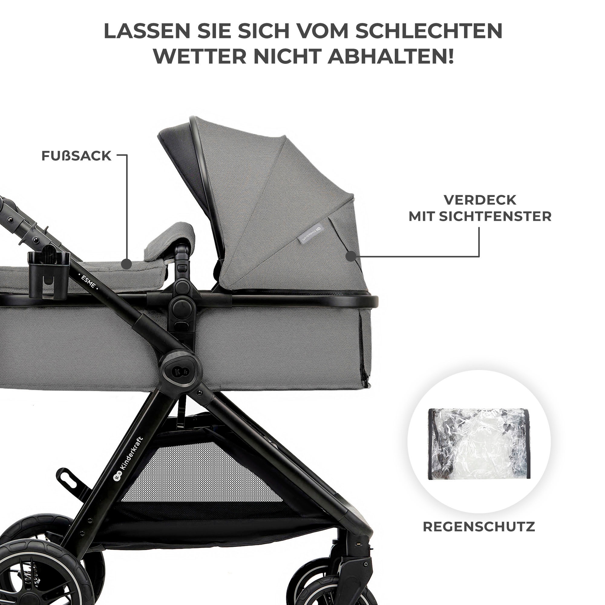 Kinderkraft Kombi-Kinderwagen »ESME 3IN1«, 22 kg, inkl. Babyschale