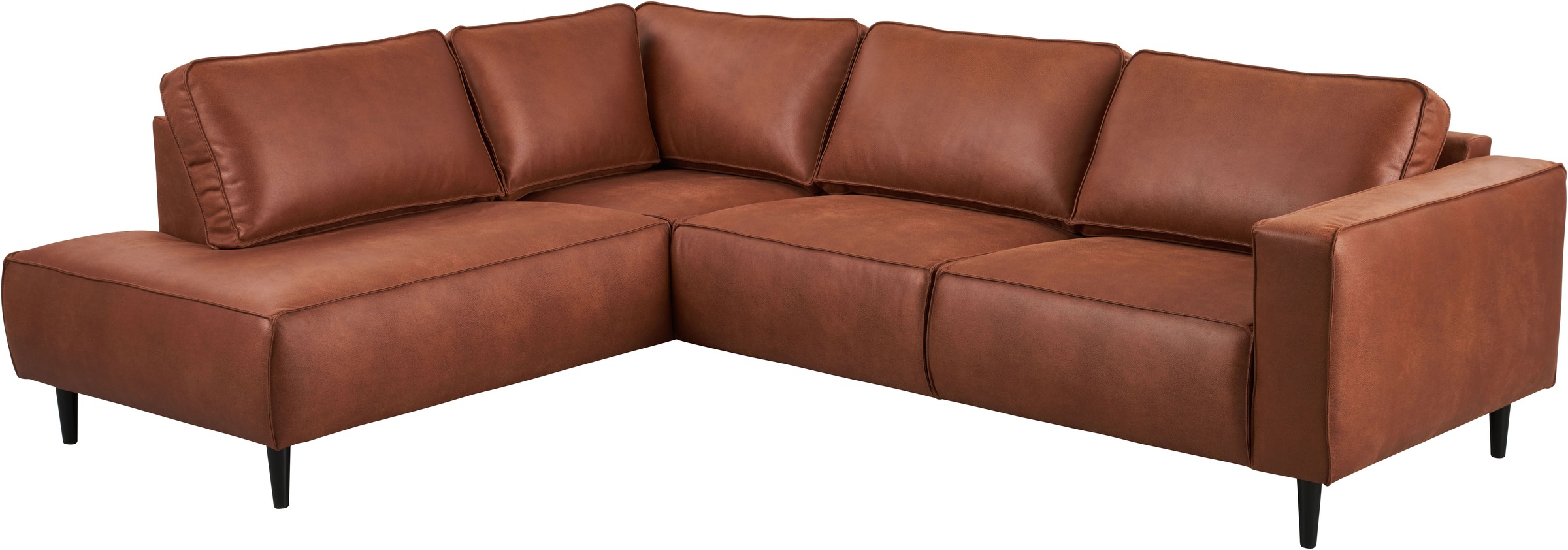 Places of Style Ecksofa »Fumone, Lederoptik oder Soft-Touch Chenille«, Breite 260, mit schwarzen Massivholzfüßen