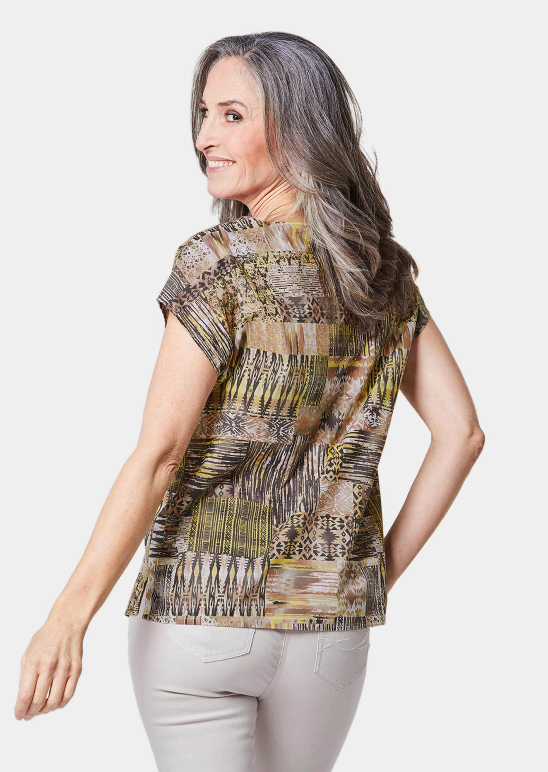 GOLDNER Druckbluse »Bluse Ultraleichte Druckbluse aus reiner Baumwolle«
