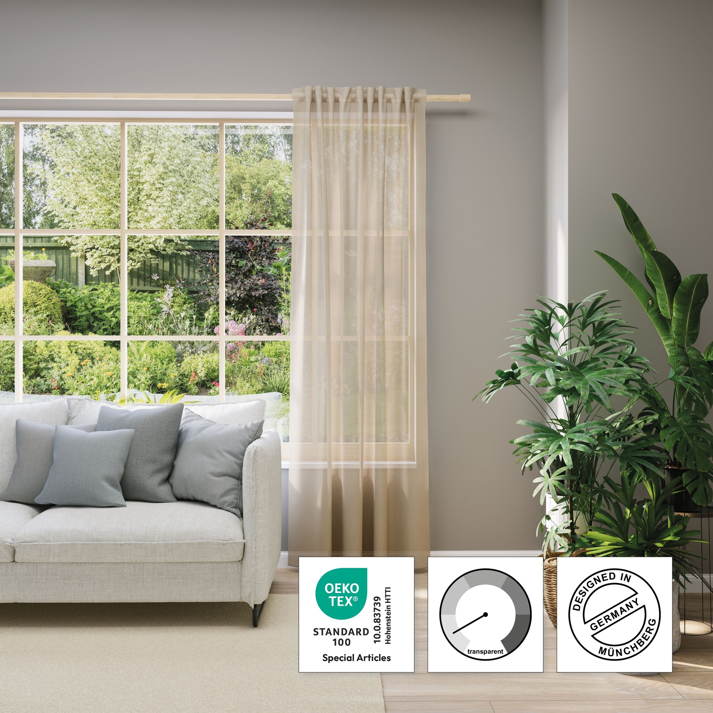 Neutex for you! Vorhang nach Maß »EVA«, (1 St.), Uni-Voile mit elegantem Glanz