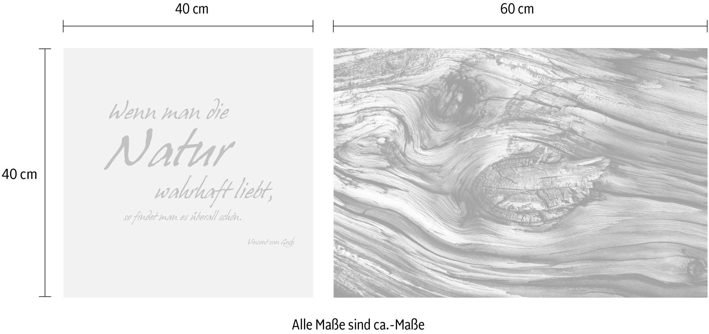 queence Leinwandbild »Natur«, Baum-Baumbilder-Kunst-Modern-Spa-Spa Bilder-Sprüche-Sprüche & Texte-Schriftzug-Schriftzüge, (Set), Premium-Leinwandstoff, Handarbeit aus Deutschland, Zitat, 2er Set