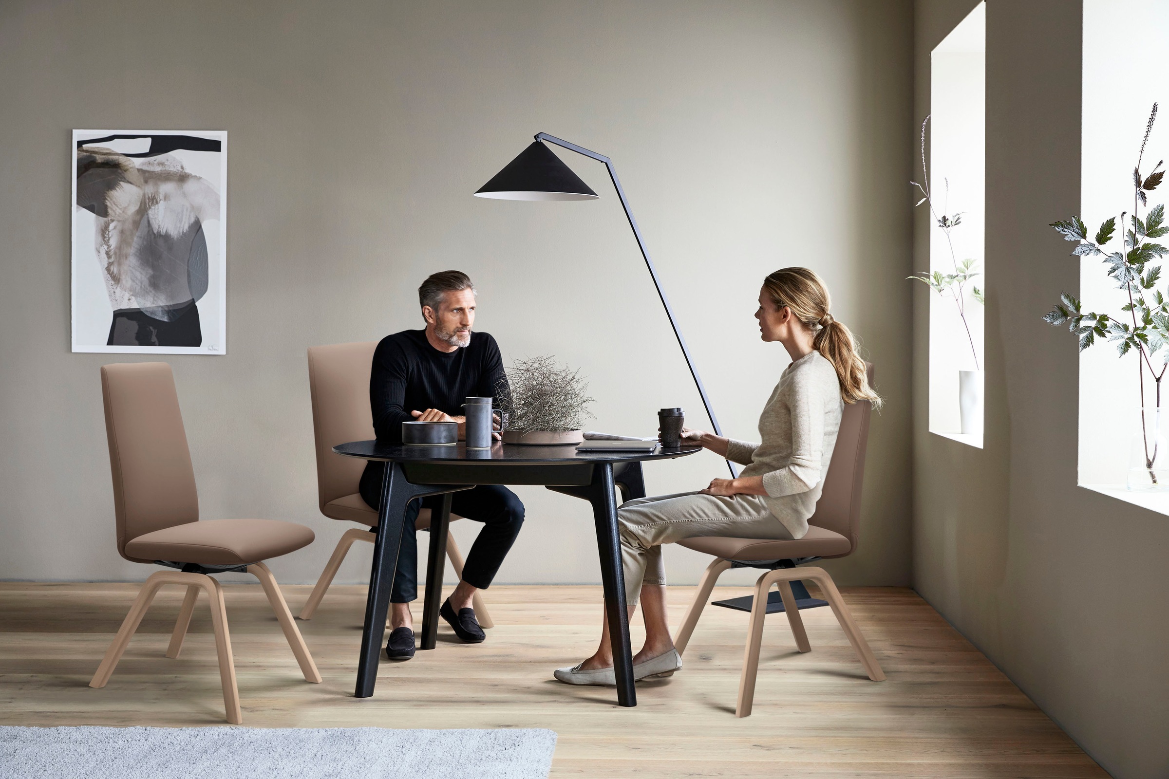 Stressless® Polsterstuhl »Laurel«, Leder BATICK, High Back, Größe L, mit schräggestellten Beinen in Schwarz