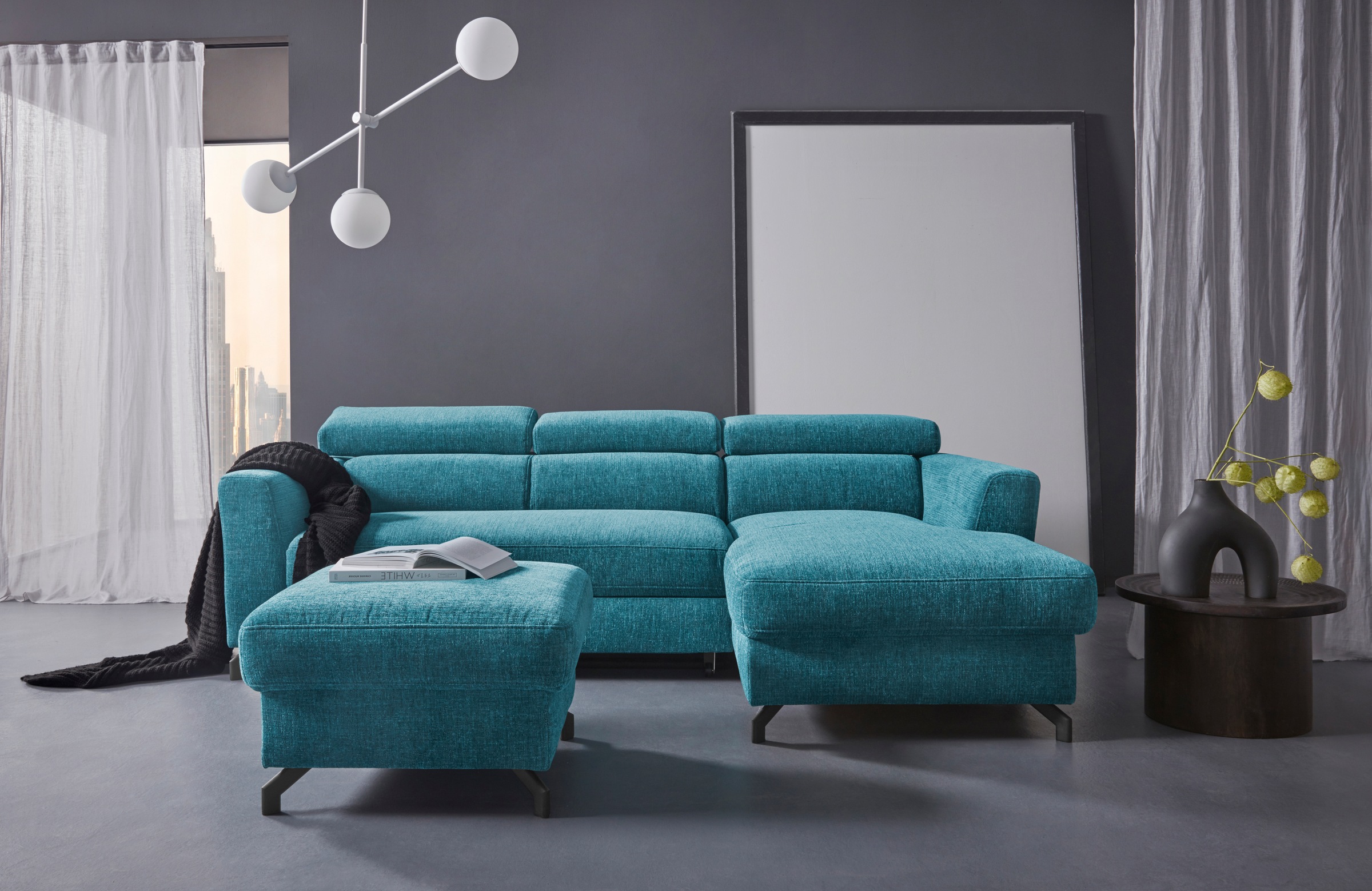 Places of Style Ecksofa »Casagrande Luxus«, incl. Kopfteilverstellung, wahlweise mit Bettfunktion und Bettkasten
