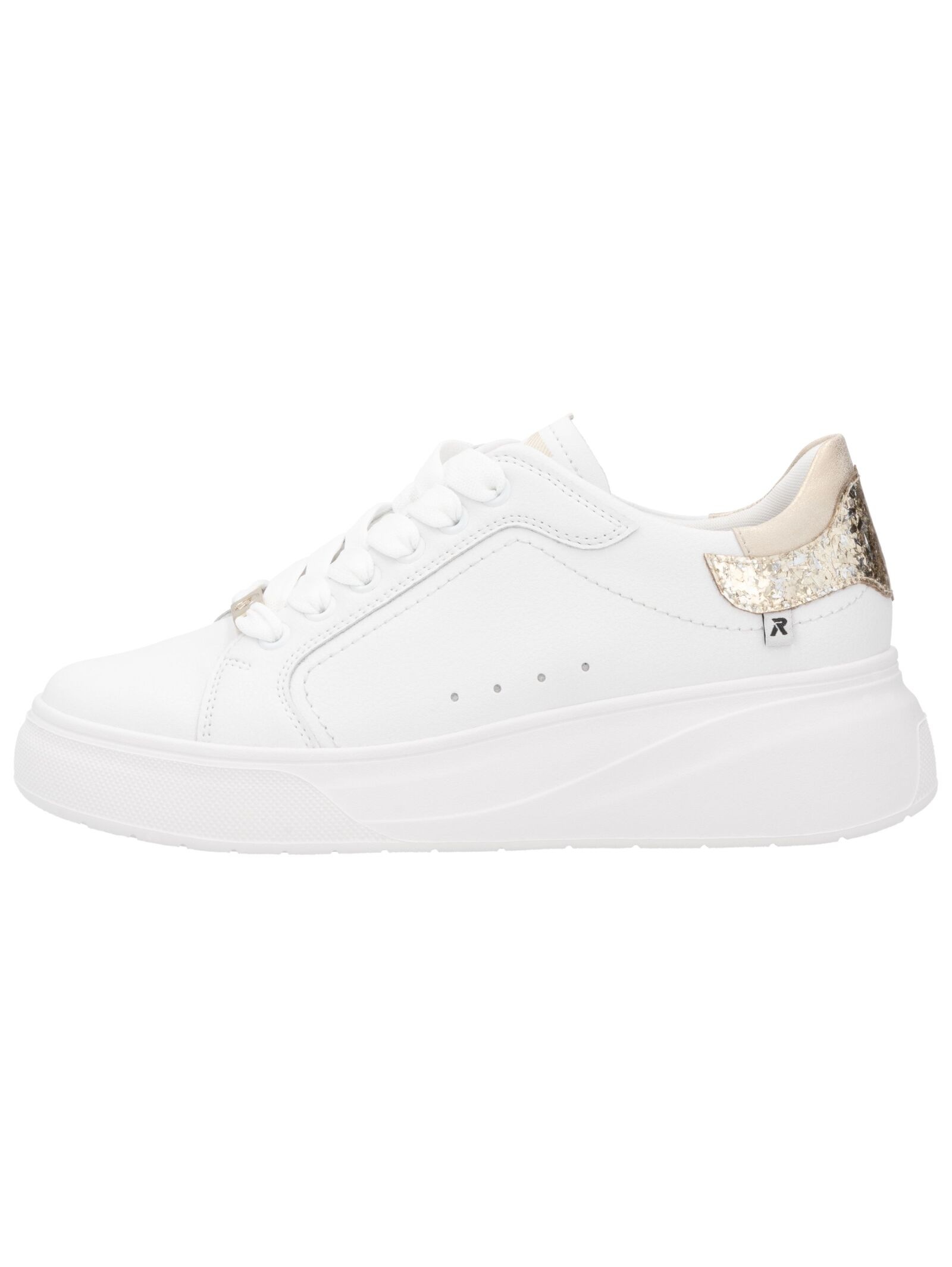 Rieker Damen Leder Sneaker Weiß/Gold 7