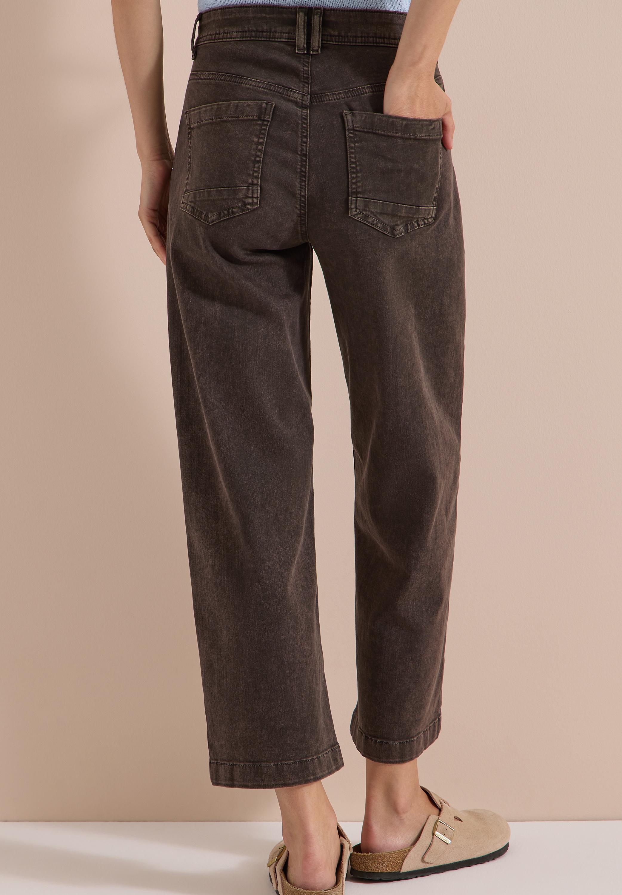 Cecil Loose-fit-Jeans 7/8-Jeans, High Waist, Wide Leg, colored Denim