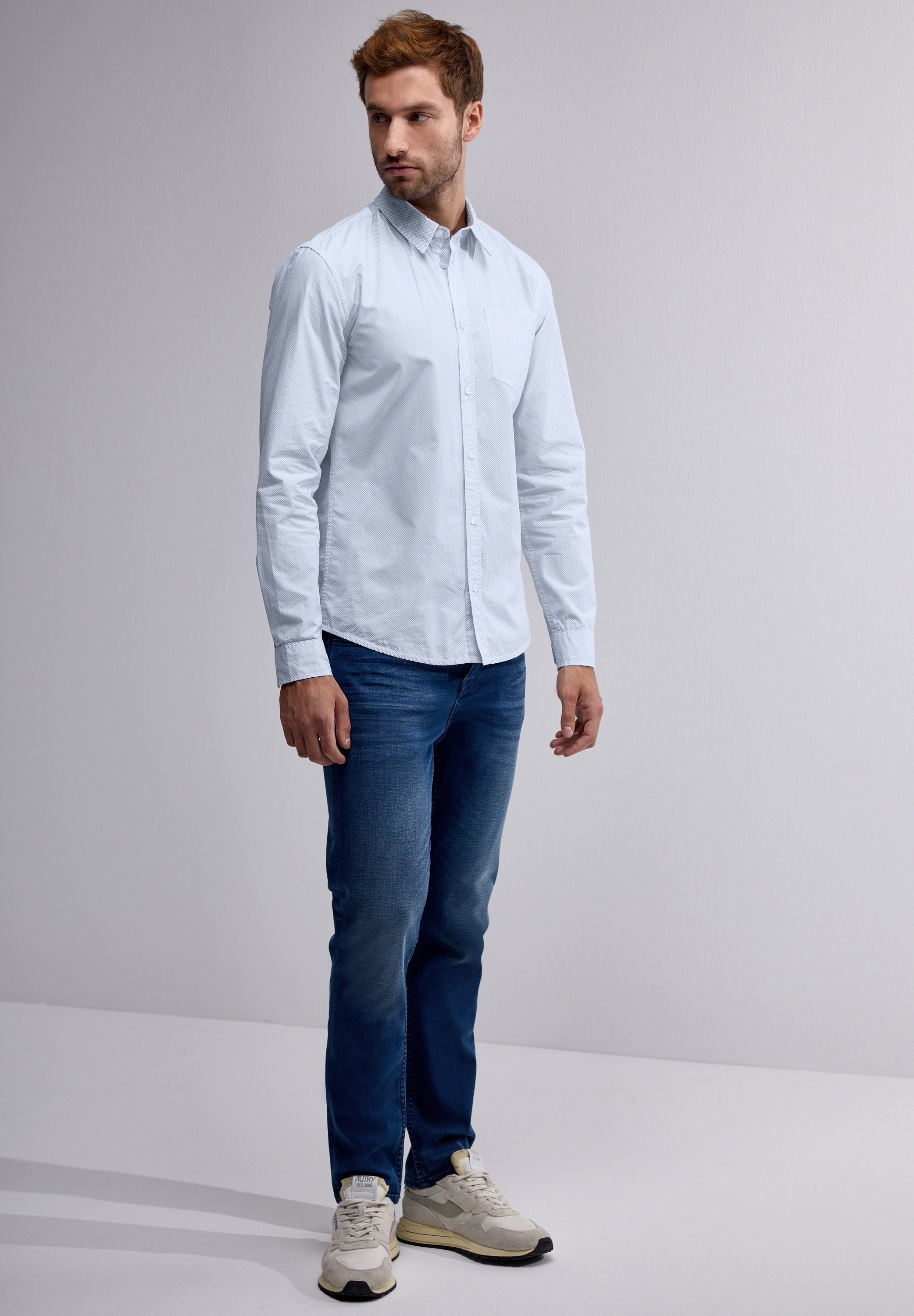 STREET ONE MEN Langarmhemd, aus reiner Baumwolle