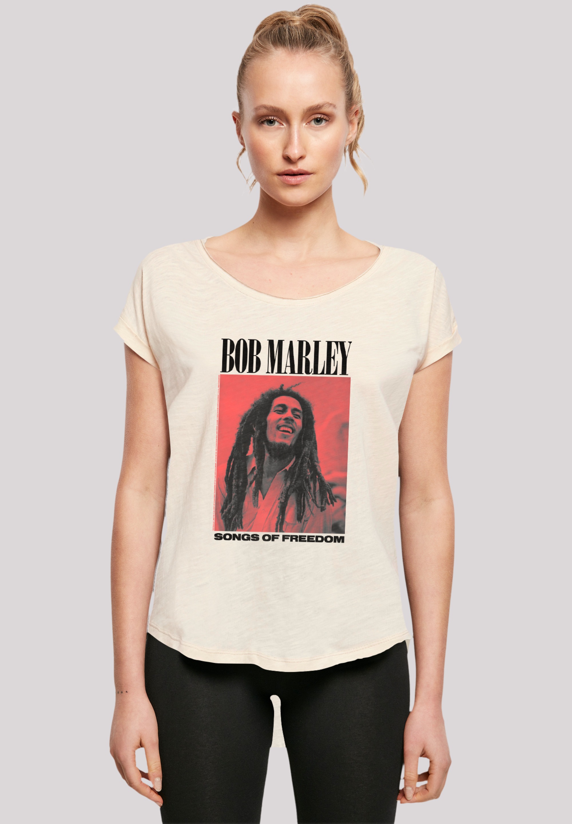 1 Damen T-Shirt "Bob Marley Songs Of Freedom Reggae Music", weiß, Gr. M, Obermaterial: 100% Baumwolle, Shirts, Premium Qualität, Musik, By Rock Off