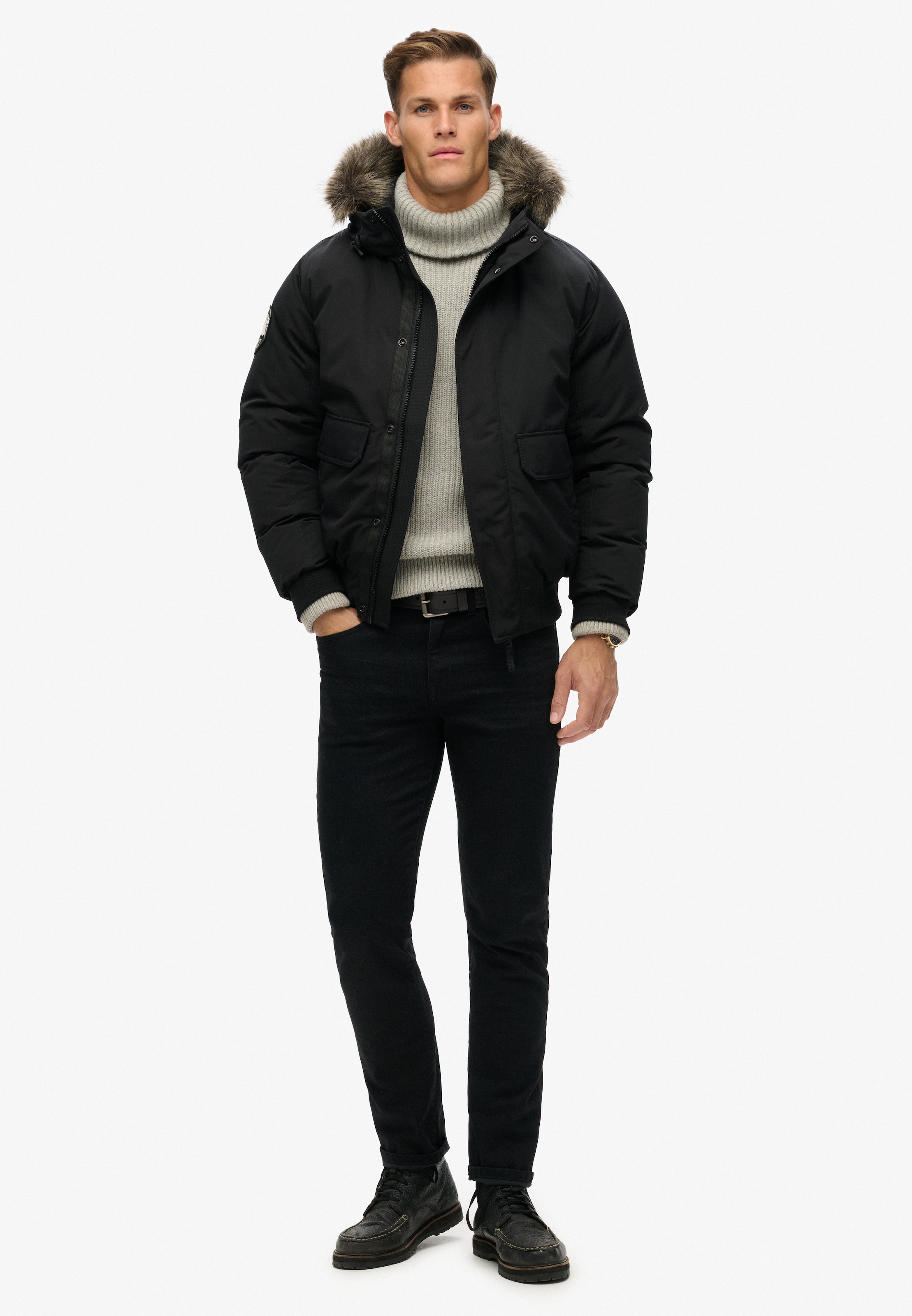 Superdry Steppjacke »EVEREST FAUX FUR BOMBER JACKET«, mit Kapuze